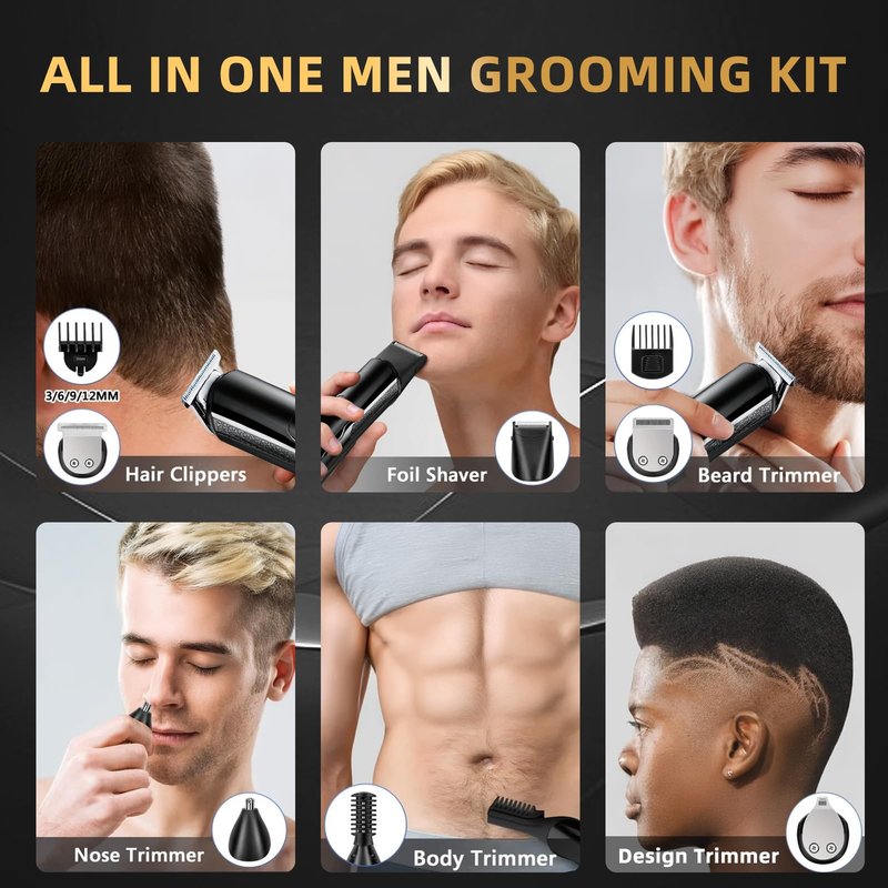 ritarga Beard Trimmer for Men, 20 Length Settings, 14-in-1 Cordless Grooming Kit, Waterproof Electric Razor for Men with A Razor Stand, Hair Trimmer, Nose Hair Trimmer, Cordless Hair Clippers
