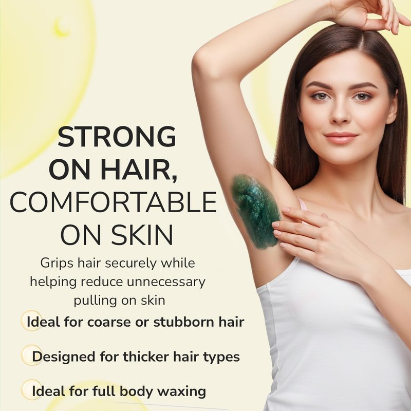 Dermwax Emerald Ocean Hard Wax Beads – Strong Grip Hard Wax for Coarse & Stubborn Hair – Flexible Low Temp Hair Removal Wax for Full Body Waxing – Professional Wax Beads for Sensitive Skin