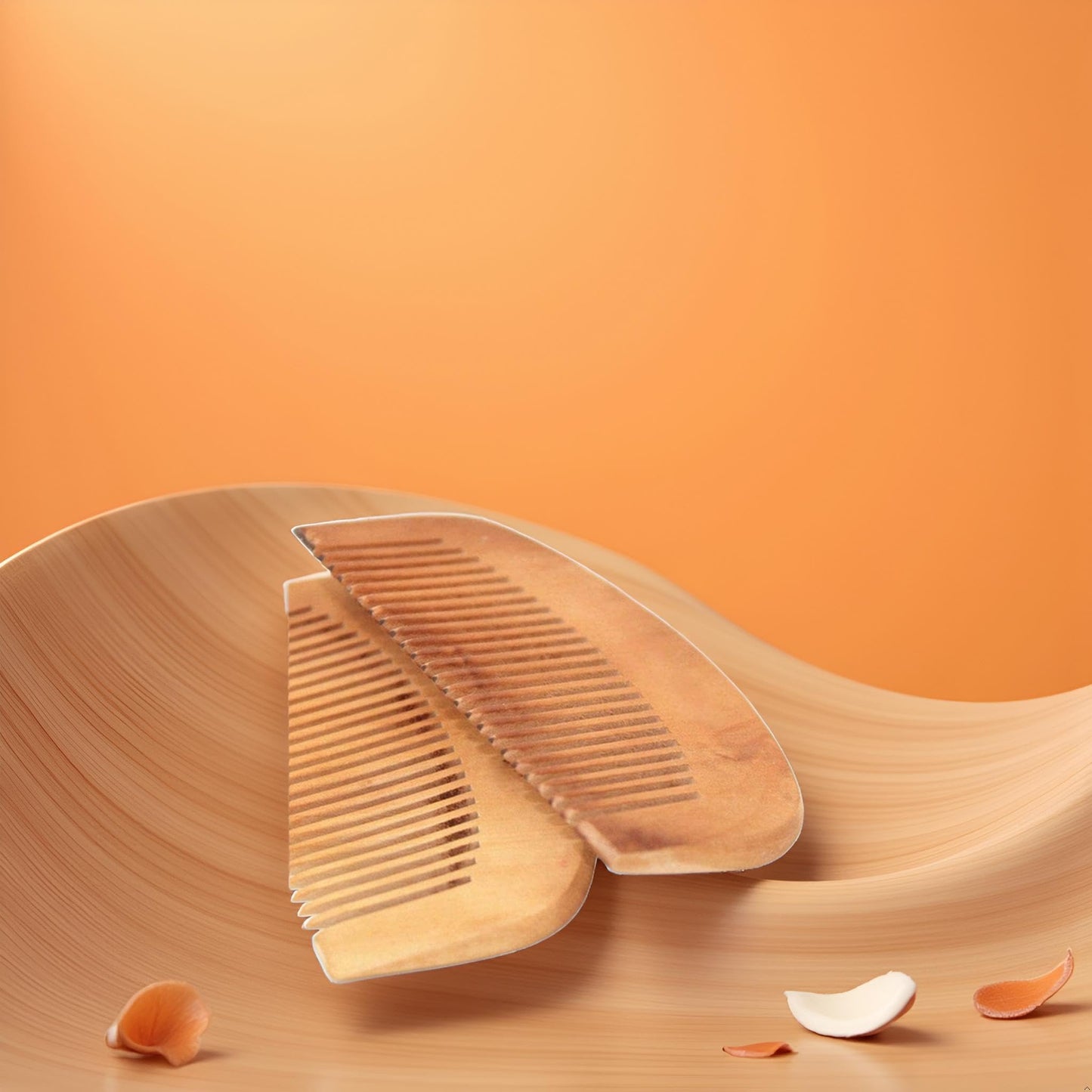2 Pcs Burlywood Natural Peach Wood Comb Close Teeth Anti-static Beard Hair Wooden Beauty Massage Detangling Tools Care Accessories Styling Tool Hair Combs