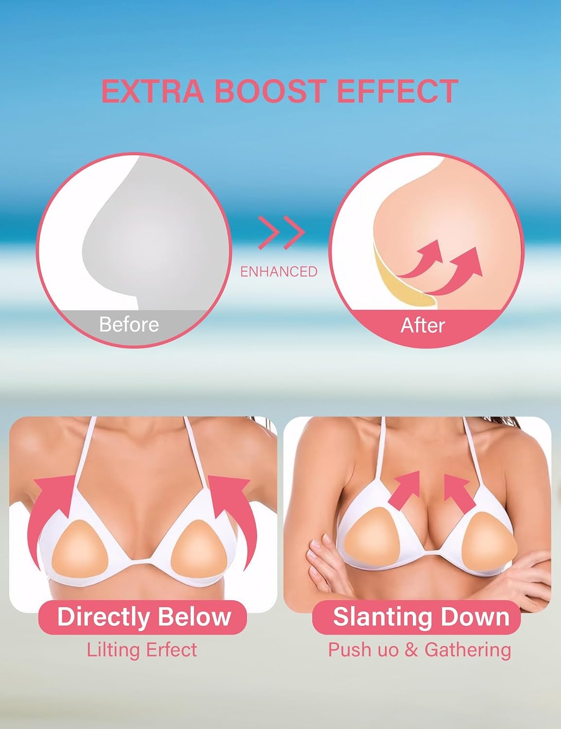 Invisible Push Up Bra Inserts & Nipple Covers - Double-Sided Sticky for Swimsuits, Sports Bras & Wedding Dresses