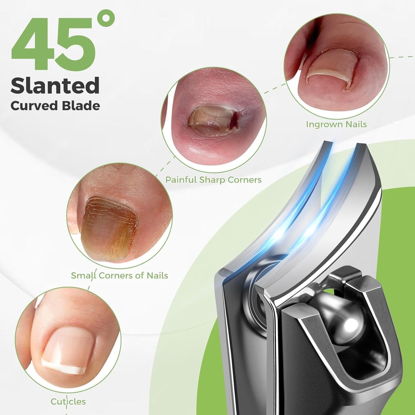 Toenail Clippers for Seniors - Heavy Duty Angled Head Clippers for Thick Nails | Large Slanted Handle