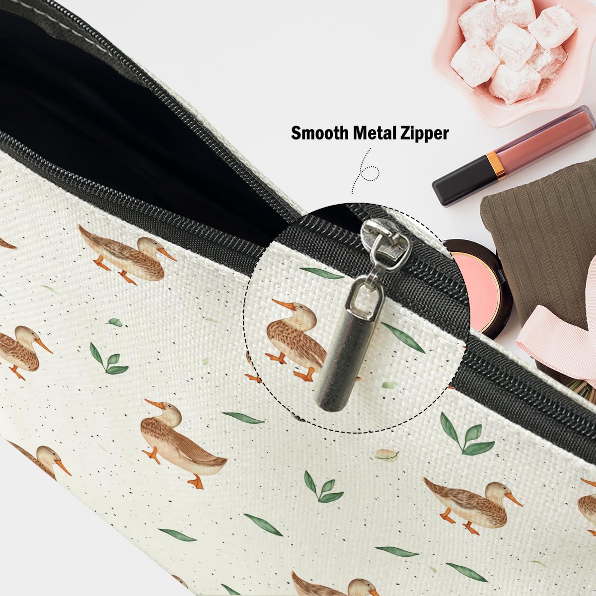 Duck Gifts for Duck Lovers, Makeup Bag Cosmetic Bag Travel Pouch, Animal Lovers Gifts for Women Girls Daughter Sisters Coworker Best Friend Friendship Graduation Birthday