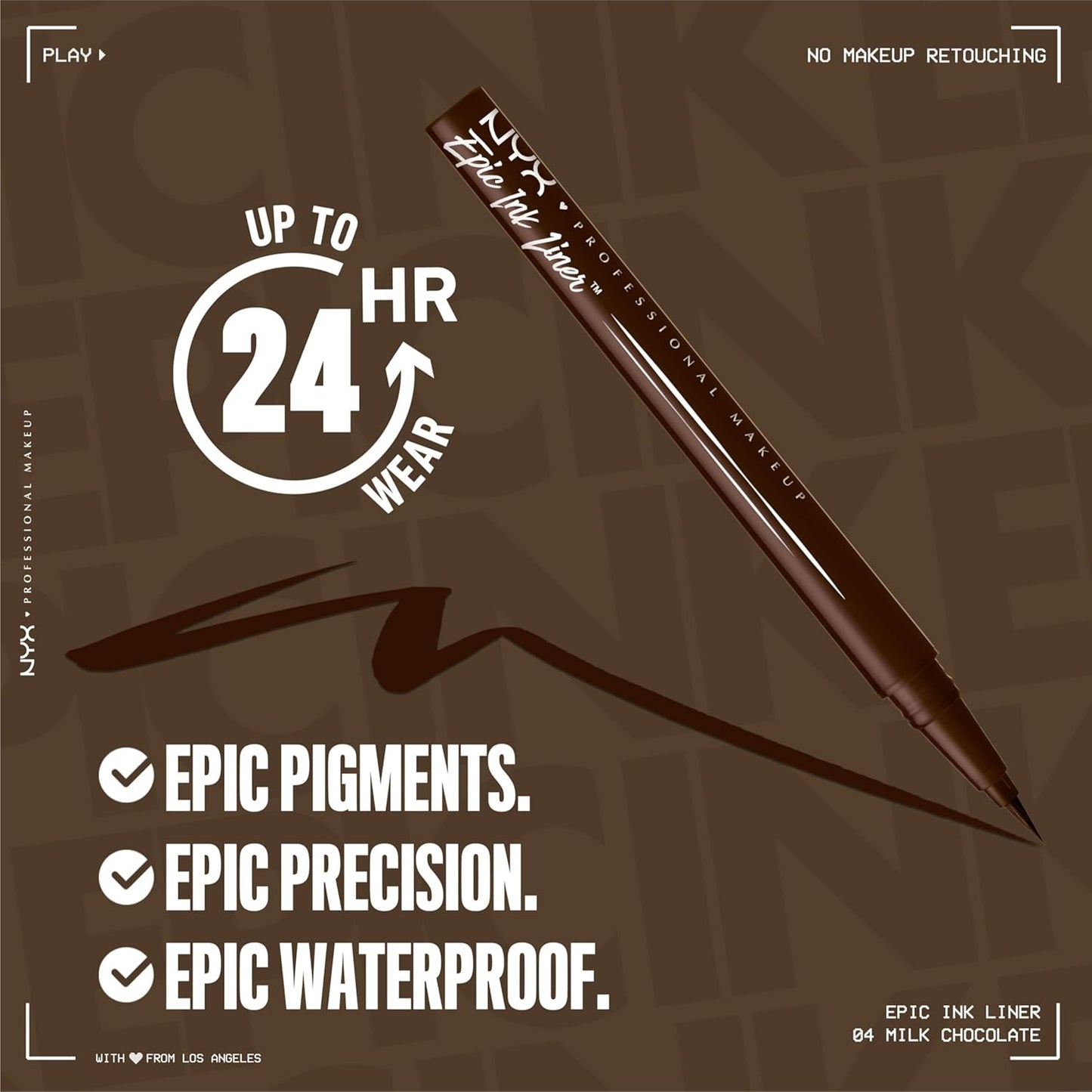 NYX Epic Ink Liner - Waterproof Liquid Eyeliner with Vegan Formula | Milk Chocolate Brown Matte