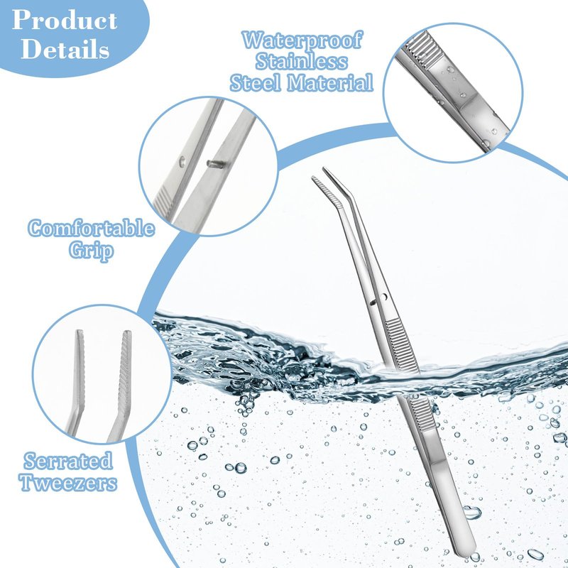 10pcs Tweezers with Curved Serrated Tip Multipurpose Tweezer for Crafting Stainless Steel Forceps Zum Dissection Non Slip Sewing Machine Tweezers for Craft Repairing Cotton Pliers Tweezer