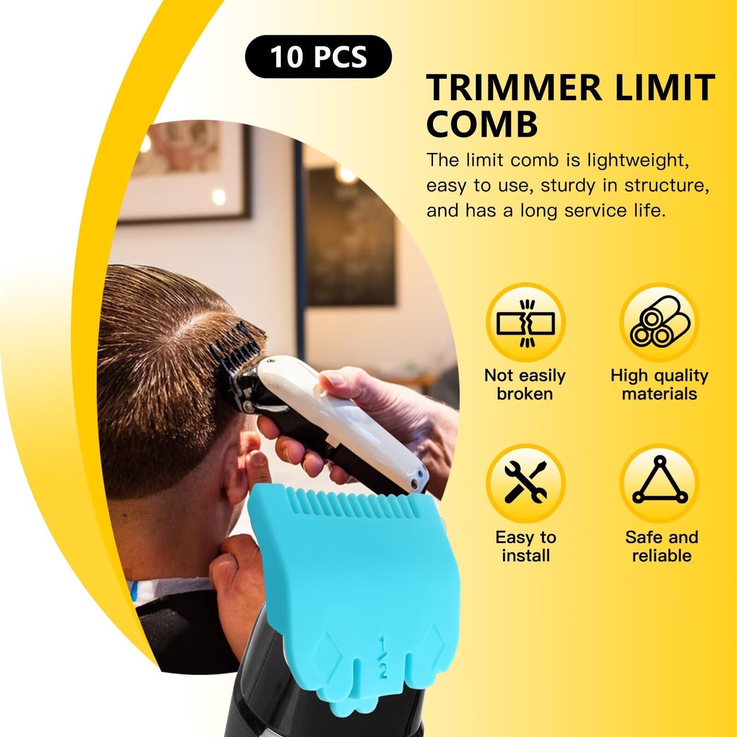 WELURE 10Pcs Hair Clipper Guards Cutting Combs for TPOB Slime2 - Multiple Colors