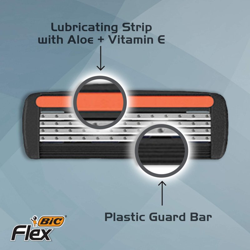 BIC Flex 4 Sensitive Hybrid Men's 4-Blade Disposable Razor, 1 Handle and 12 Cartridges