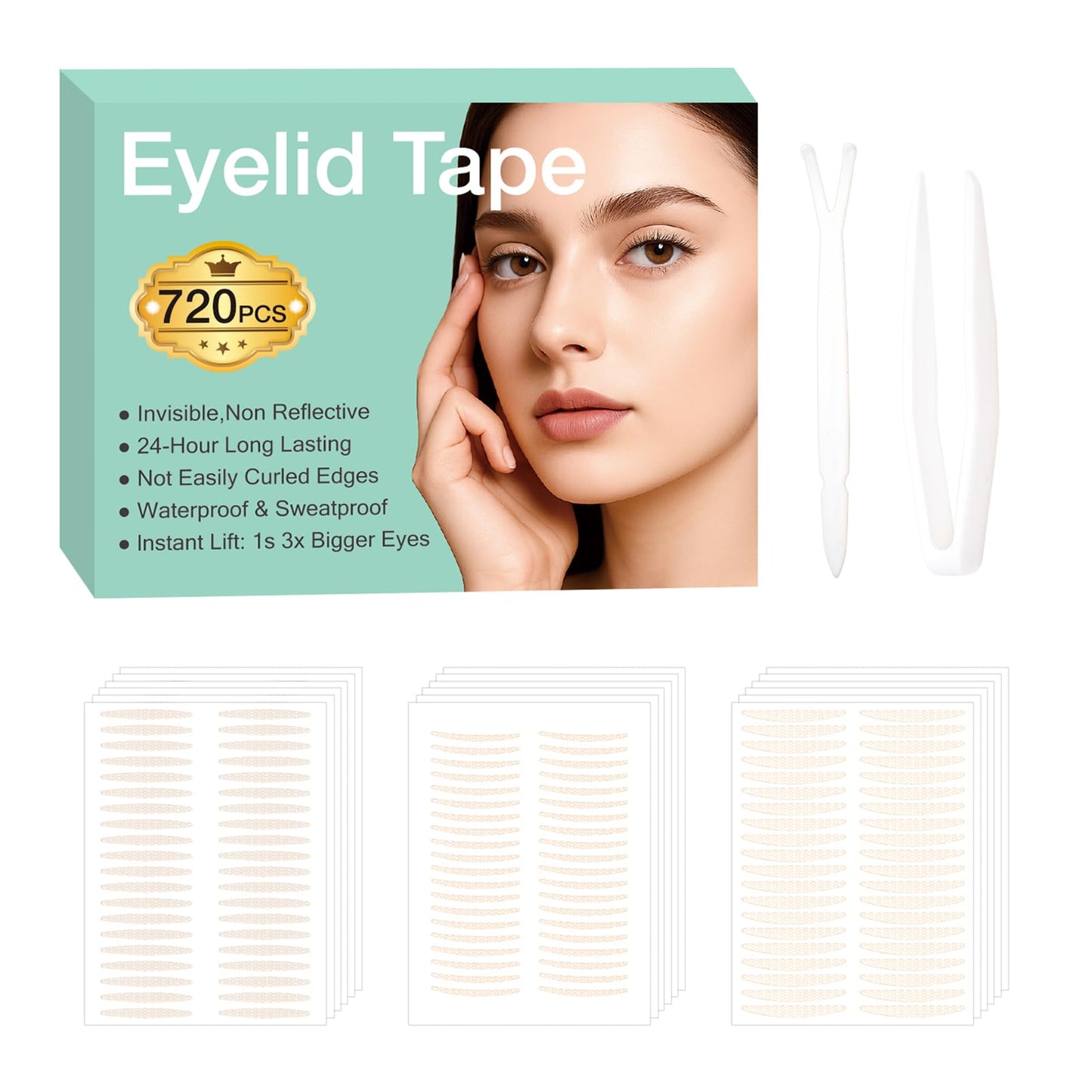Invisible Double Eyelid Tape — Eyelid Lift for Sagging Eyelids Hooded Uneven or Single Eyelids