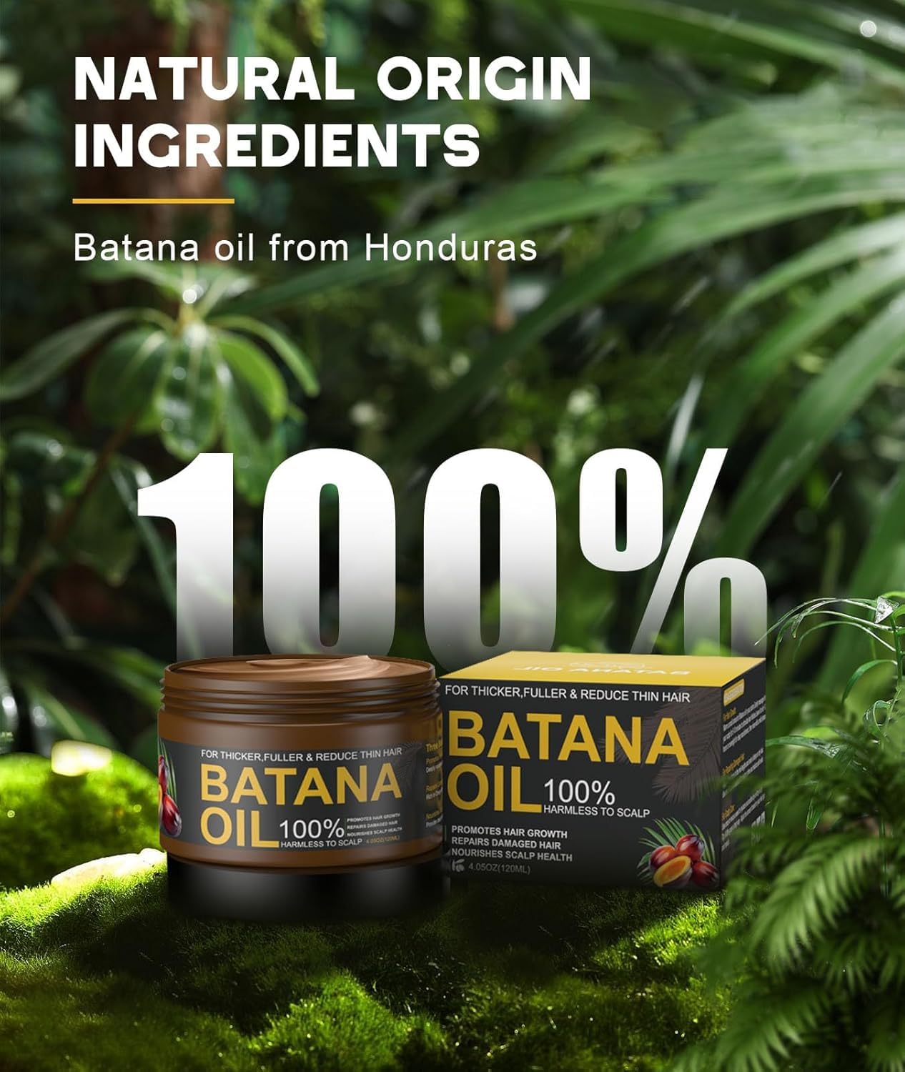 Batana Oil for Hair Growth - 100% Natural Pure Scalp Mask | Prevents Hair Loss & Enhances Thickness (4.05 Oz)