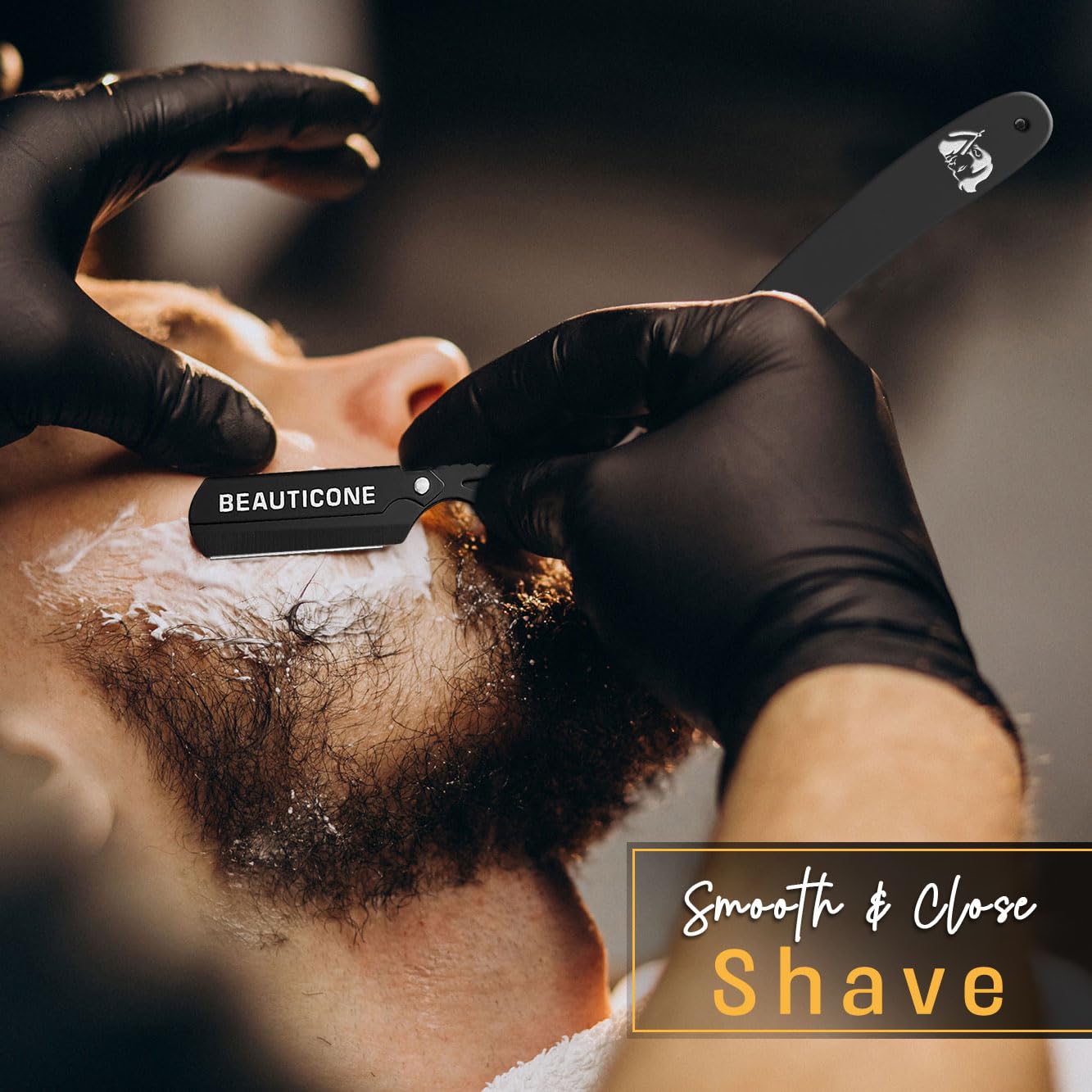 BEAUTICONE Straight Razors for Men, Professional Barber Razors, Premium Straight Edge Razor, Shaving Knife, Shavette, Stainless Steel, Wooden Handle, With PU Leather Case