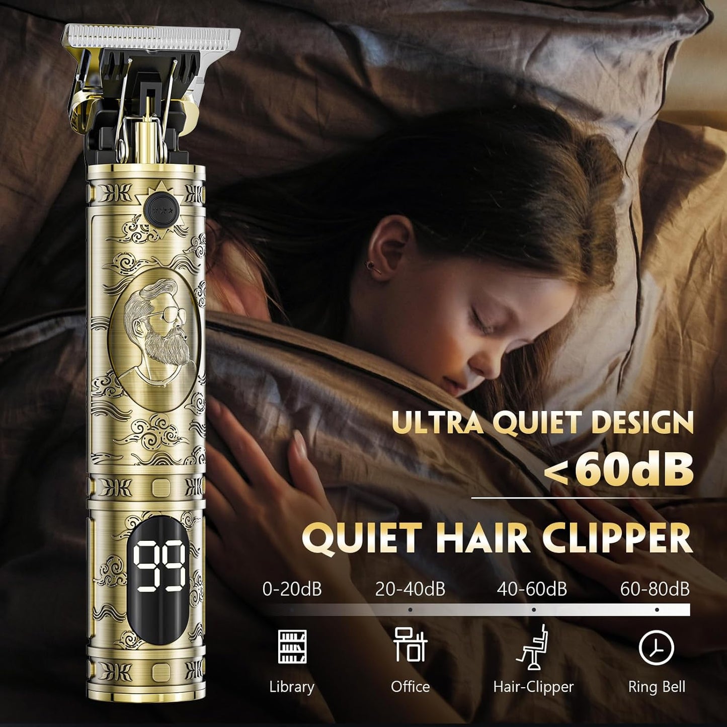 Professional Hair Clippers for Men - Cordless T-Blade Trimmer with LCD Display | Rechargeable Beard Edgers & Hair Cutting Kit