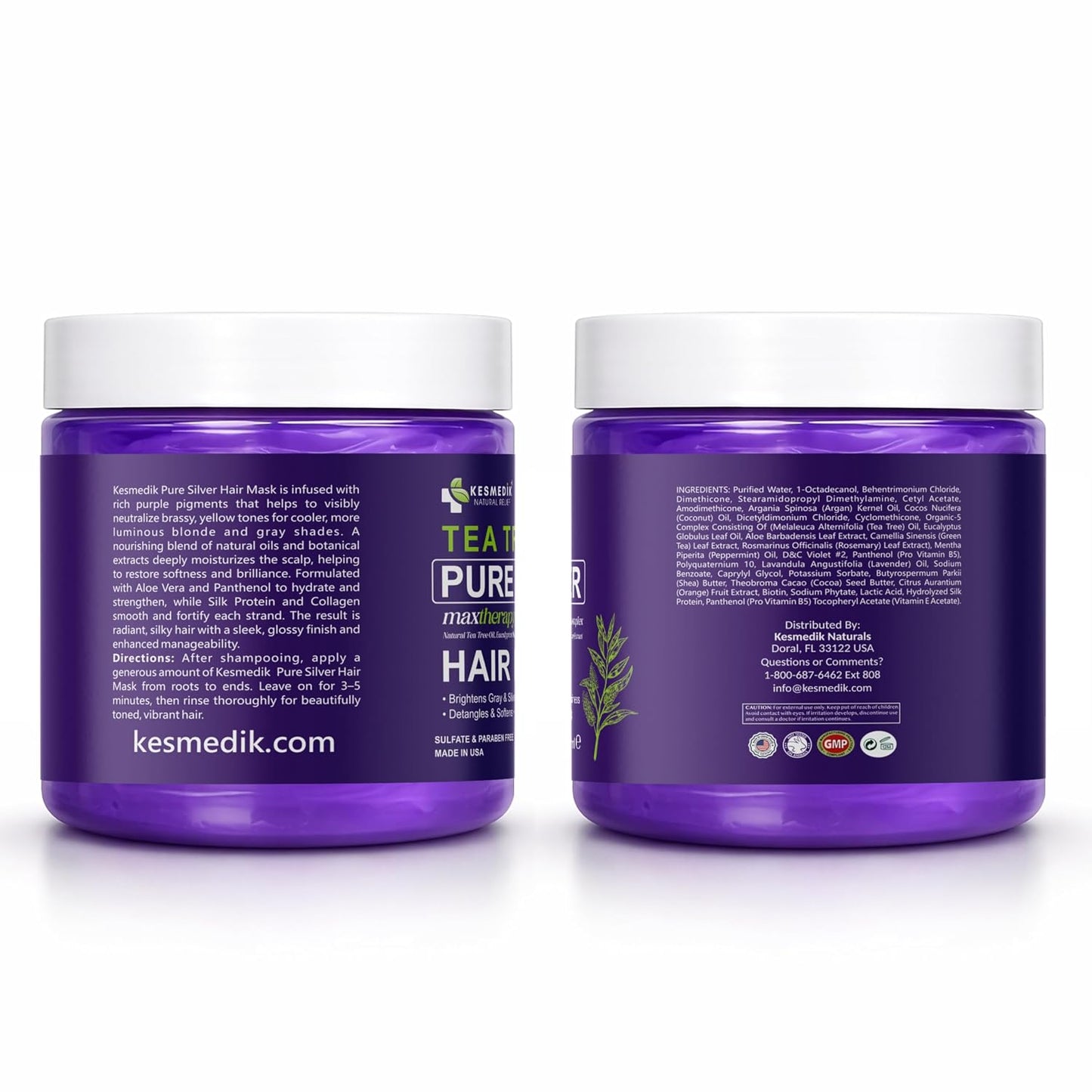 Tea Tree Hair Mask - Deep Conditioning Purple Formula for Brassy Tones | Argan Oil for Dry, Damaged Hair