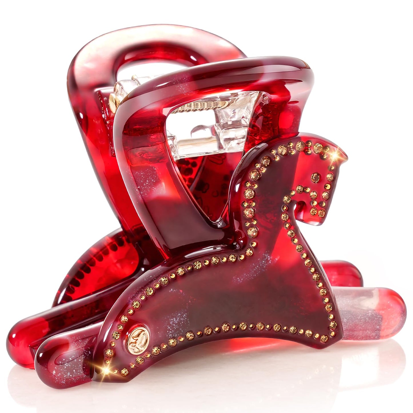 LOVIME Red Hair Clips for Women Premium, Medium Claw Clips for Thick Thin Hair Girls, Strong Grip No Slip Hair Clip, Acetate Hair Accessories for Birthday Gifts for Mom with Gift Box