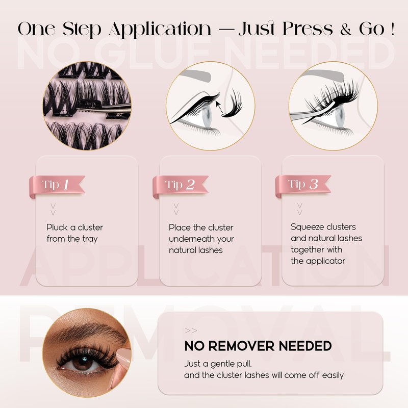 BEFER Self Adhesive Eyelashes Clusters, D Curl 10-16MM Pre Glued Lash Natural Look No Glue No Remover Needed Reusable Lashes Press on Eyelash Clusters Easy for Use DIY at Home(TYB102,Velvet)