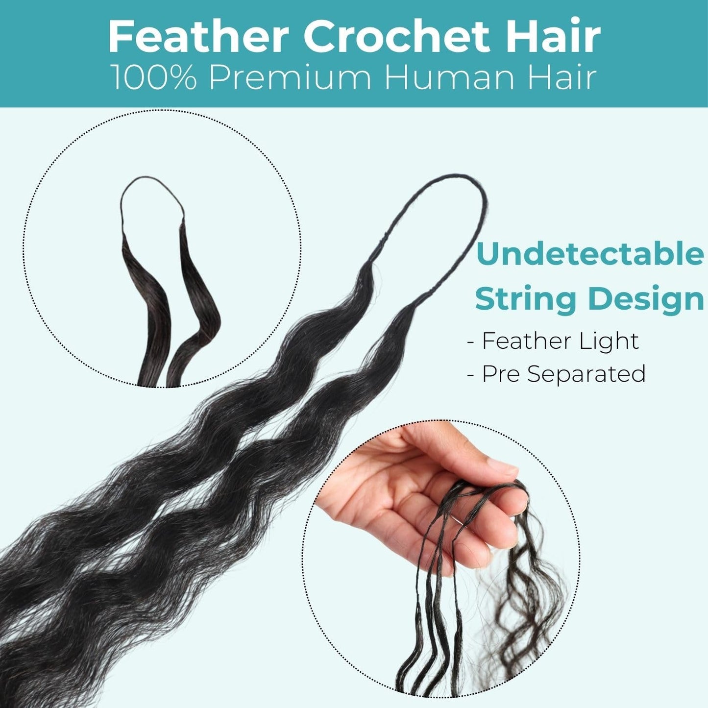 Lvnatu Feather Crochet Human Hair Deep Wave 100 Strands 120g 18 Inch