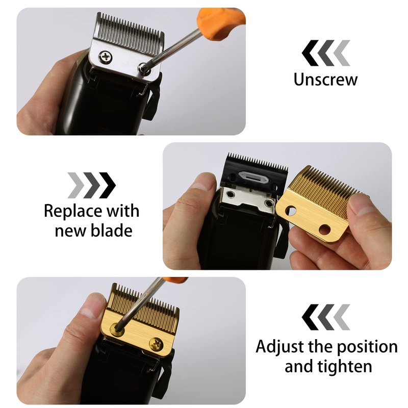 Amorka FX802G Replacement Blades for FX870 Clippers, Replacement Clipper Blades Compatible with Barberology FX870/FXF880/FX810/FX825/FX673N, Gold