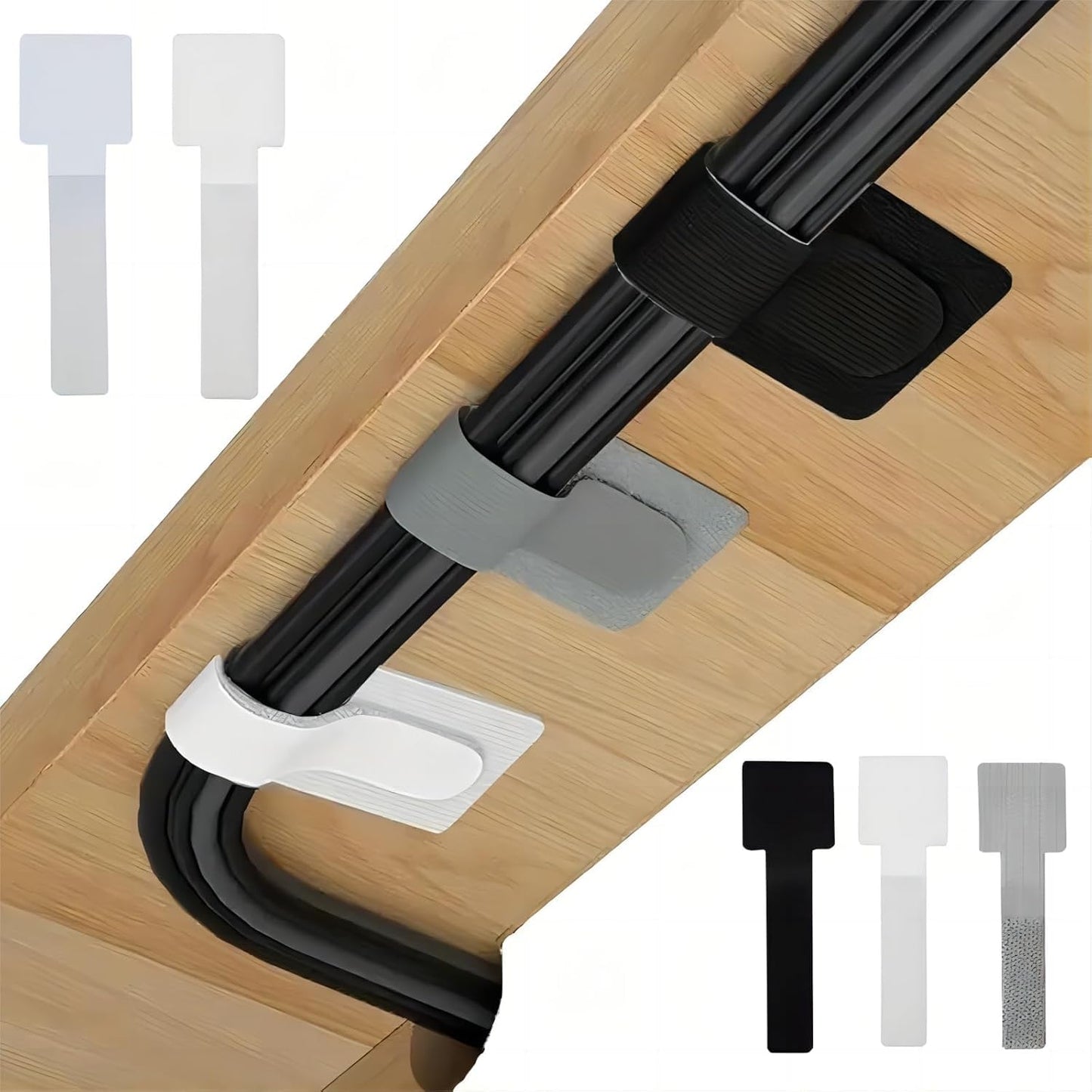 50PCS Home Office Cable Management Clips for Desk and Wall Organization, Reusable Nylon Wire Organizer Clips for Kitchen School Workspace Cord Management,Black
