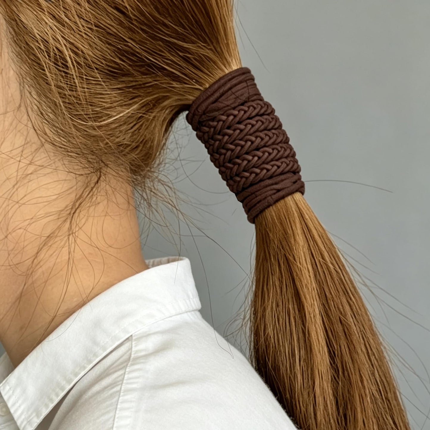 Sport Hair Ties for Women, 16" 4 Packs Soft Nylon Elastic Ponytail Holders for Thick,Curly,Fine Hair Spiral Pony Tail Wrap Tie Long Womens Accessories for Swim,Riding,Running,Workout,GYM (Brown&Black)
