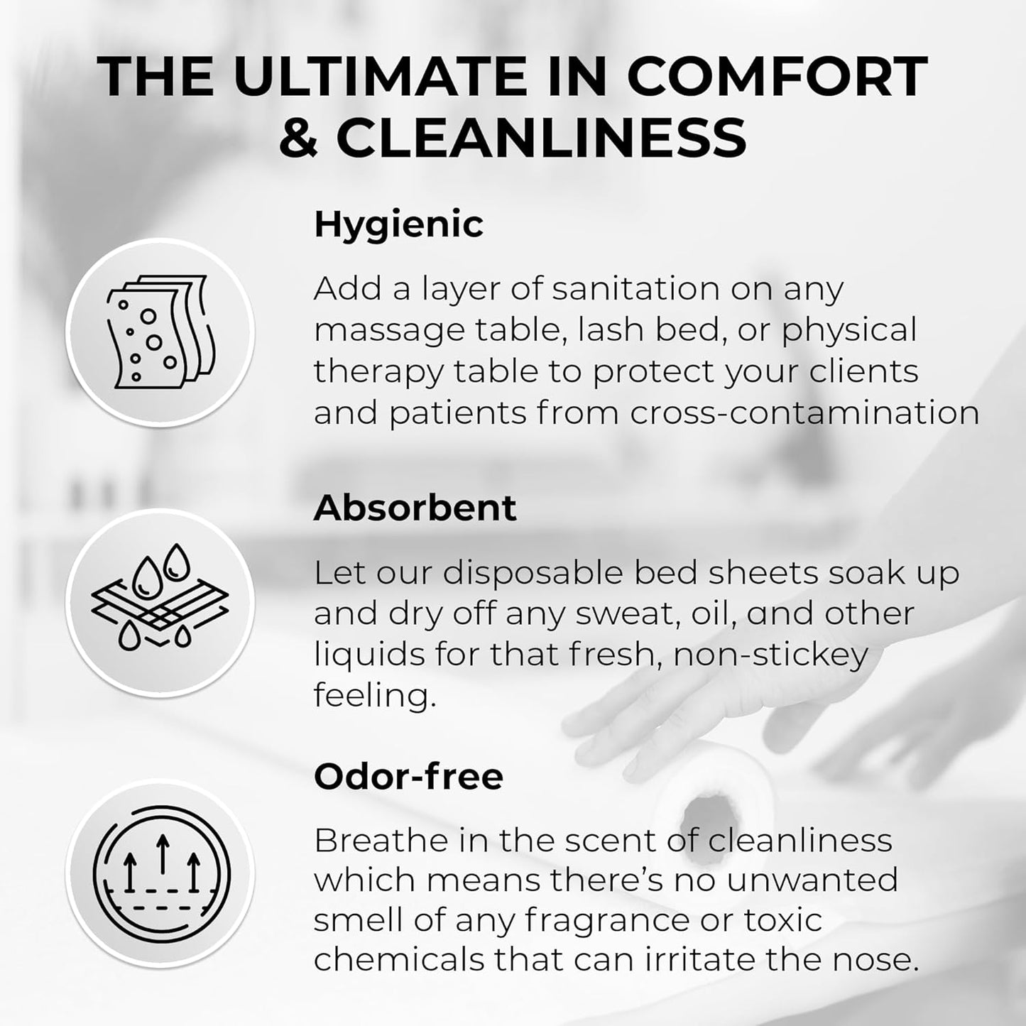 Disposable Massage Bed Cover - Non-Woven, Crinkle-Free Sheets | 31.5 x 71 Inches, 60 Sheets Per Roll