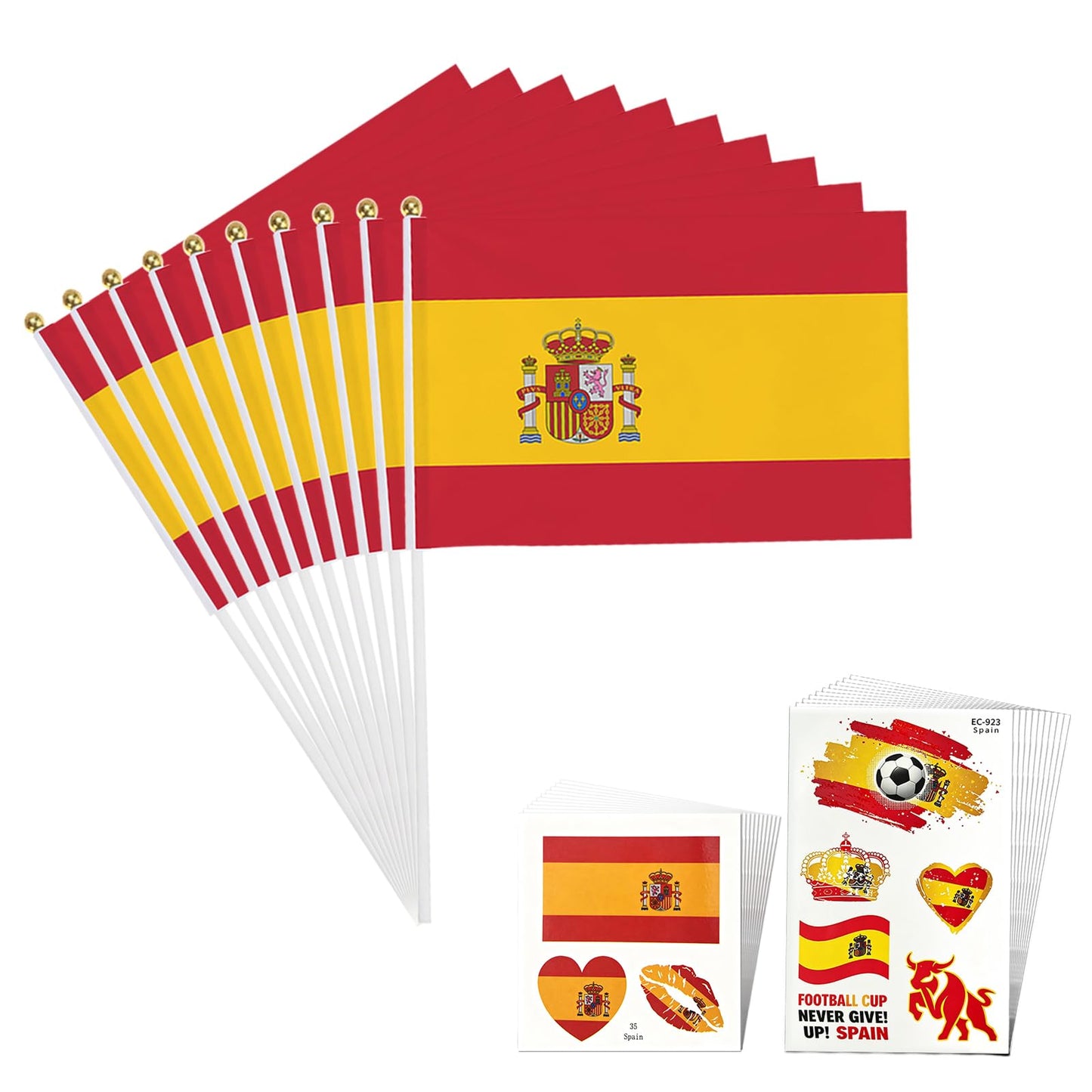 Spain Flag, World cup stickers for Face and Body Painting,Pre-cut Temporary Tattoos,2026 USA‑Canada‑Mexico FIFA World Cup Fan Flag, Double‑Sided Printed with Brass Grommets