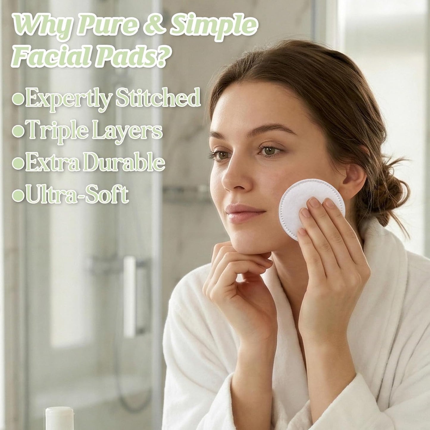 Ultra-Soft Cotton Pads for Makeup Removal - 100 Pcs Lint-Free Facial Rounds | Perfect for Cleansing & Toner Application