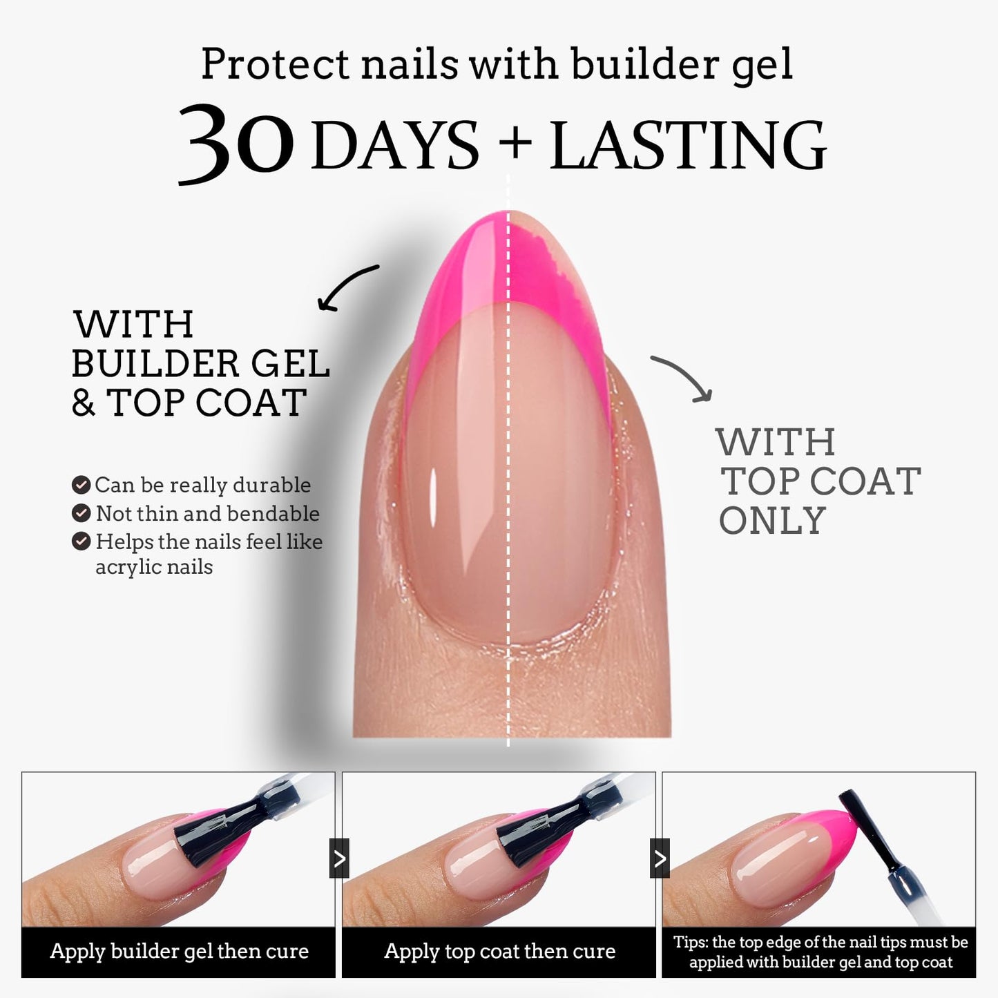 BTArtboxnails XCOATTIPS French Gel Nails - French Tip Press on Nails, Short Almond Nail Tips, Bright Pastel Soft Gel Nails False Nail, Soak Off Acrylic Fake Nails Art Extensions
