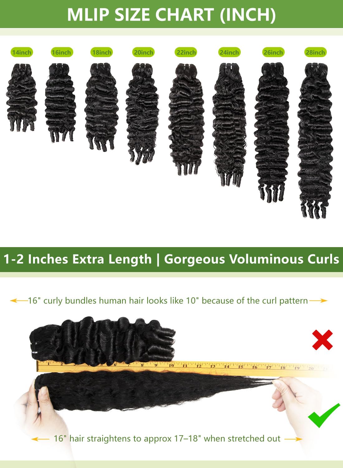 Mlip Premium Burmese Curly Bundles Human Hair 20 22 24 Inch Natural, 100% Raw Virgin Hair, 3X More Durable & Tangle,Free for Women Sew,In Weaves, Luxury Hair Solutions