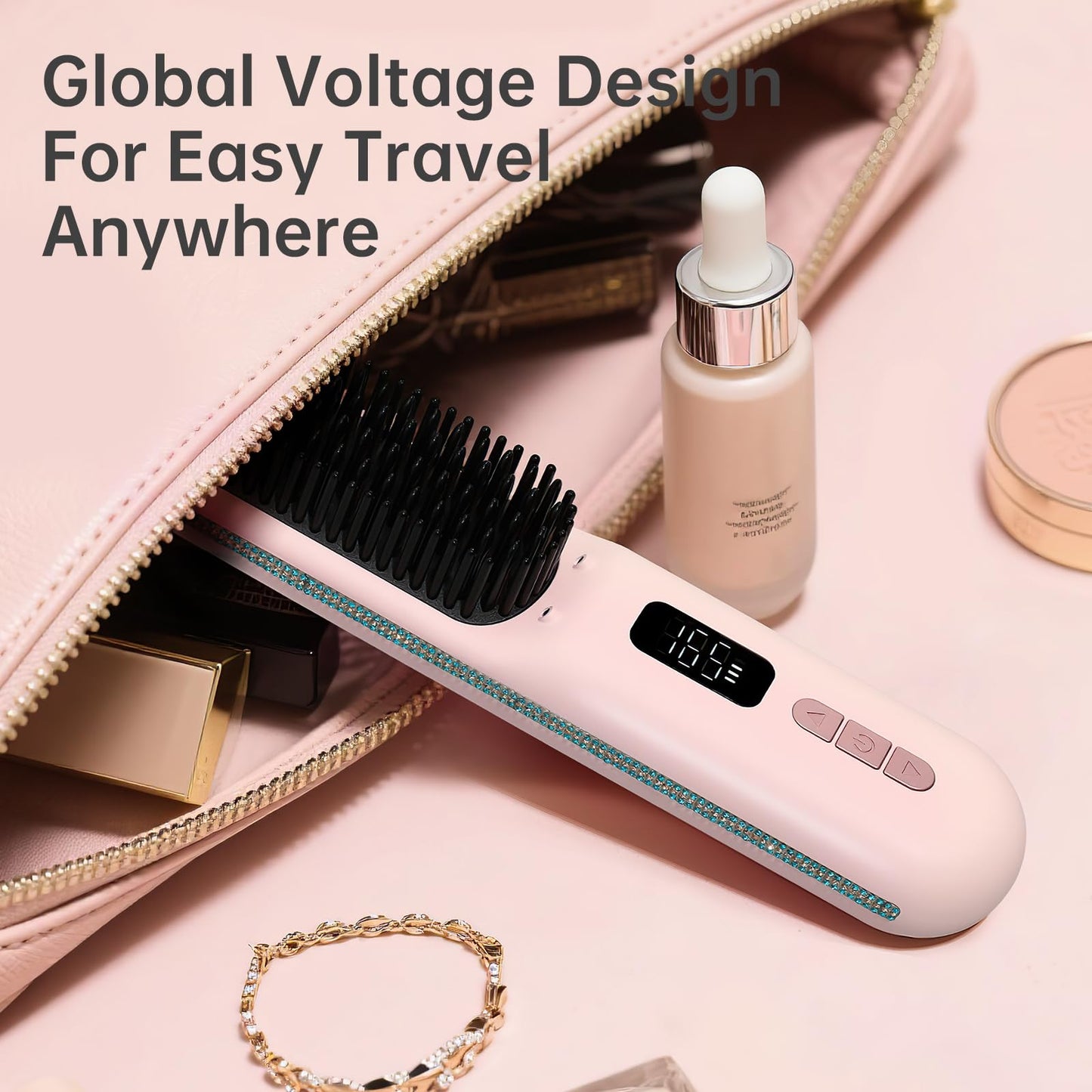 Cordless Hair Straightener Brush, Negative Ion Hot Comb, Anti-Scald Ceramic