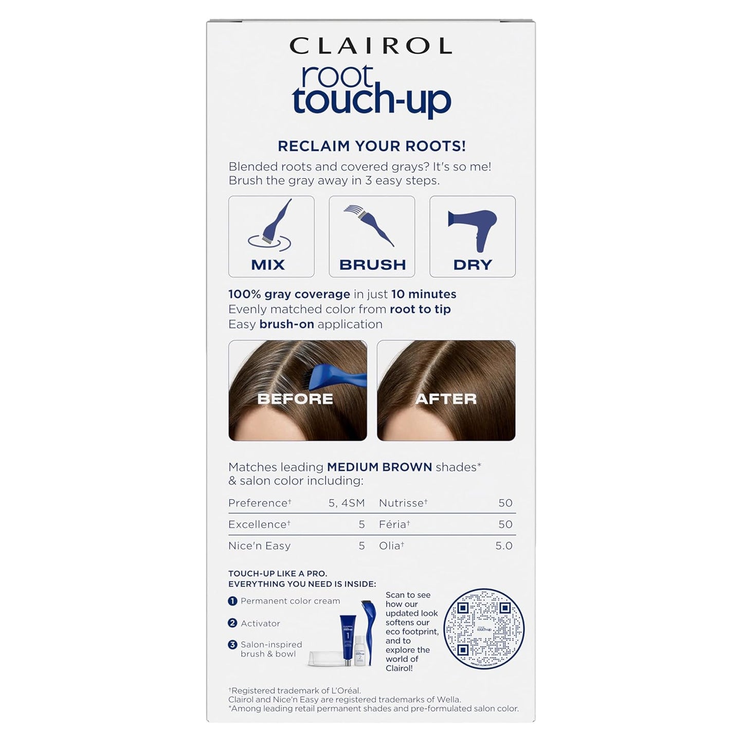 Clairol Root Touch-Up Permanent Hair Dye - 5 Medium Brown | 100% Gray Coverage, Easy Brush Application