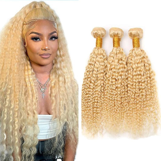 613 Human Hair Bundles Blonde Water Wave Human Hair Unprocessed Virgin Hair 3 Bundle 26 28 30 Inch Blonde Bundle Hair Weave