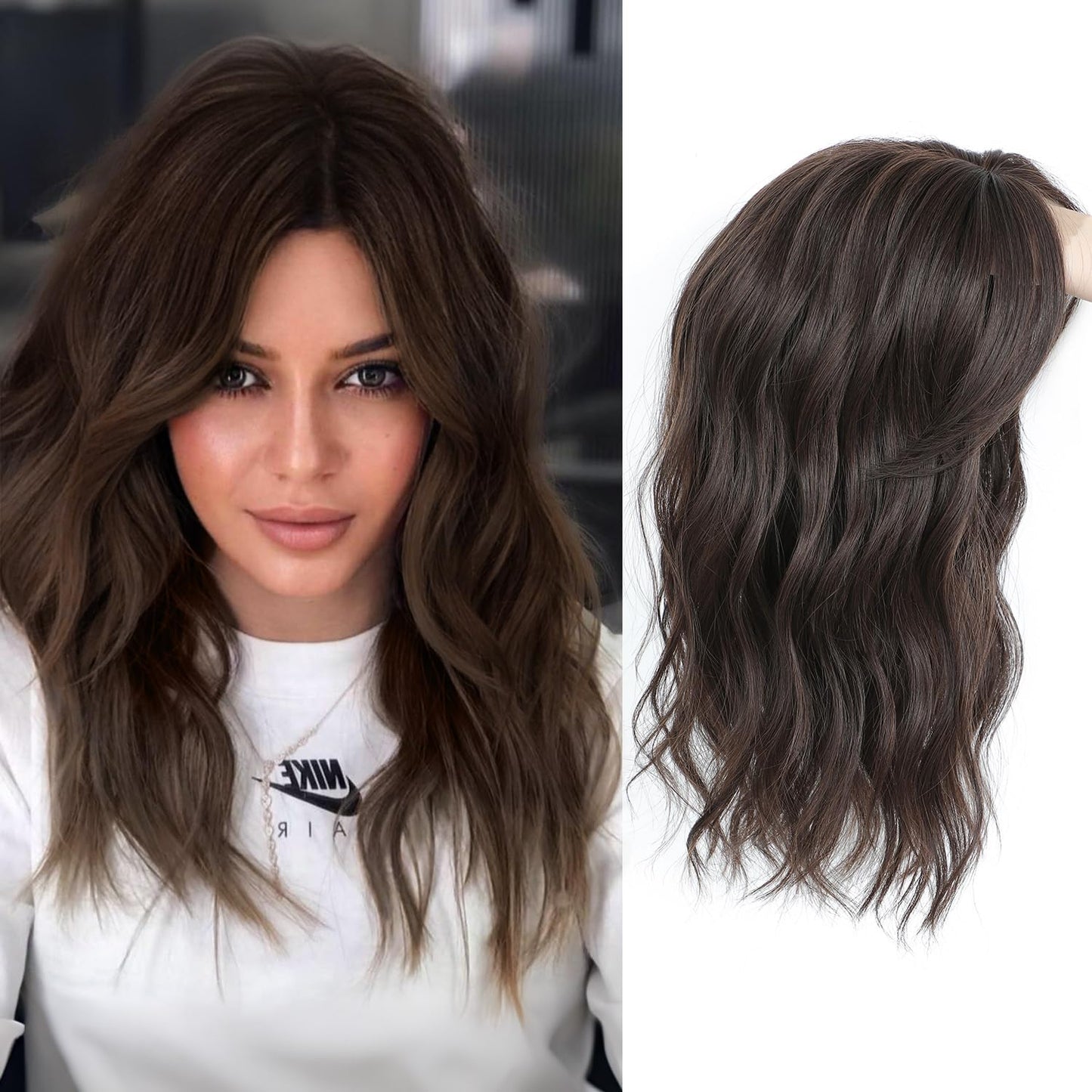 Hair Topper for Women - 16 Inch Natural-Looking Synthetic Hairpiece with Soft Volume & Secure Clips