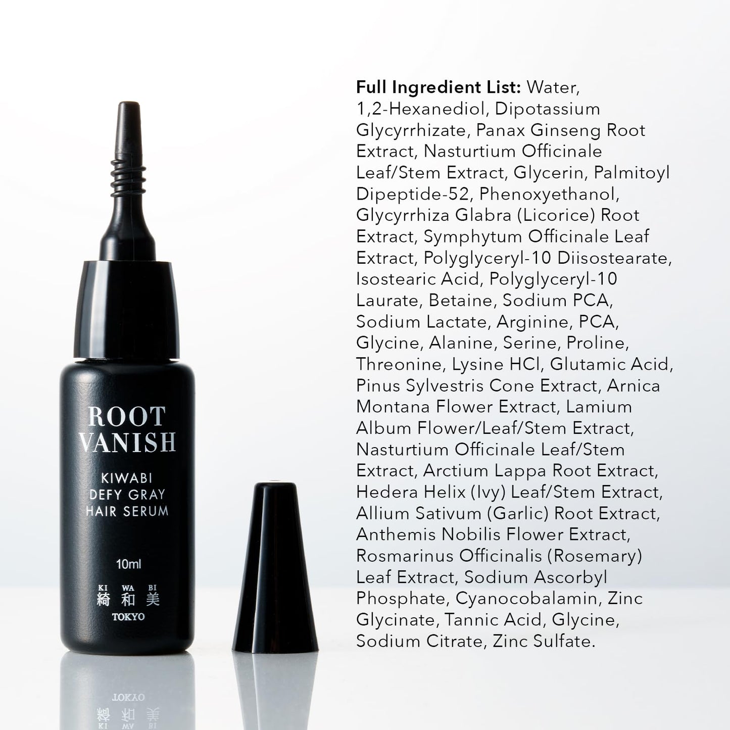 Kiwabi Root Vanish Anti Gray Hair Serum – Lightweight Daily Scalp Serum to Support Repigmentation – Hair Serums for Women & Men with Biomimetic Peptide, Ginseng, B12 – No Sulfates, No Parabens (30ml)