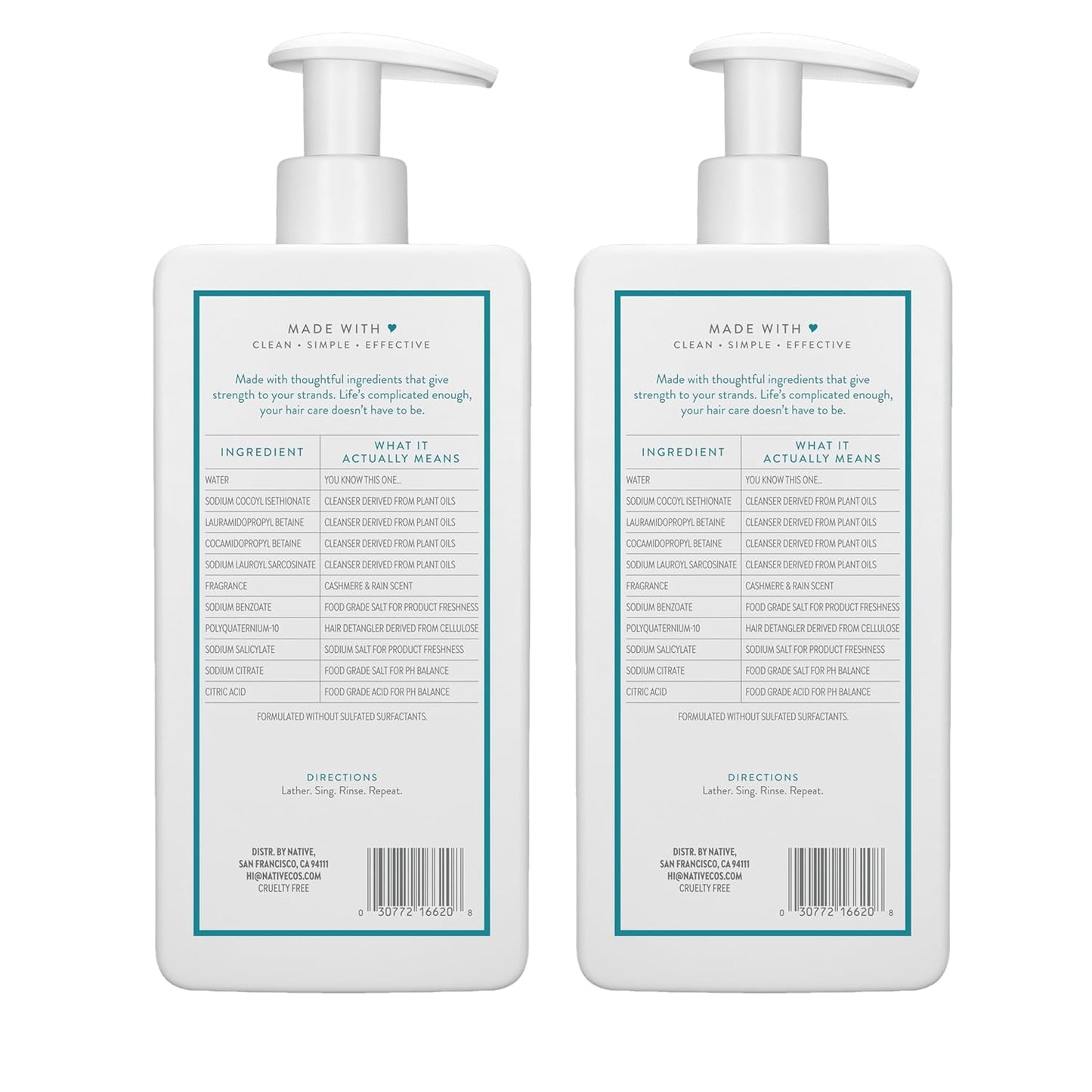 Cashmere & Rain 2-in-1 Shampoo and Conditioner Set | 16.5 fl oz - Nourishing Hair Care