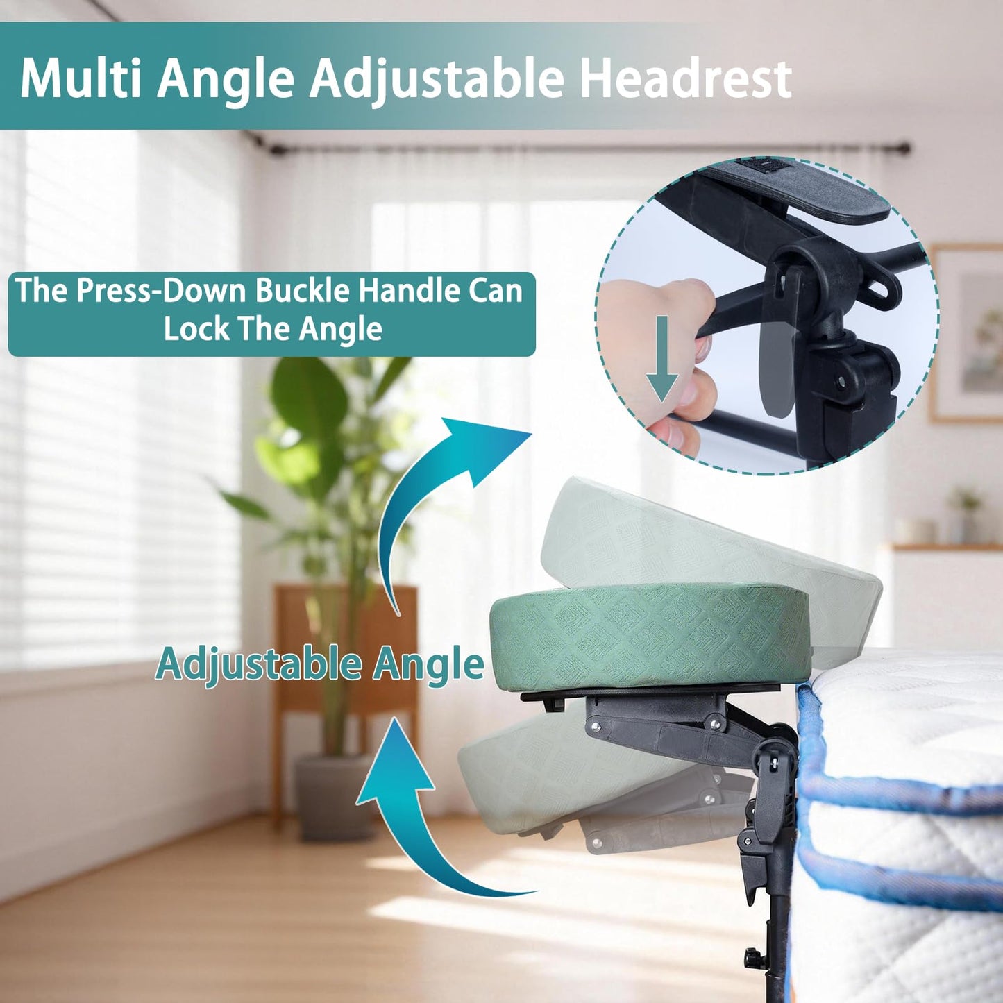Veuverig Massage Headrest for Bed,Adjustable Face Down Pillow After Eye Surgery Vitrectomy,Massage Head Rest for Bed At Home Mattress,Portable Massage Pillow Face Cradle (Black,6-17IN)