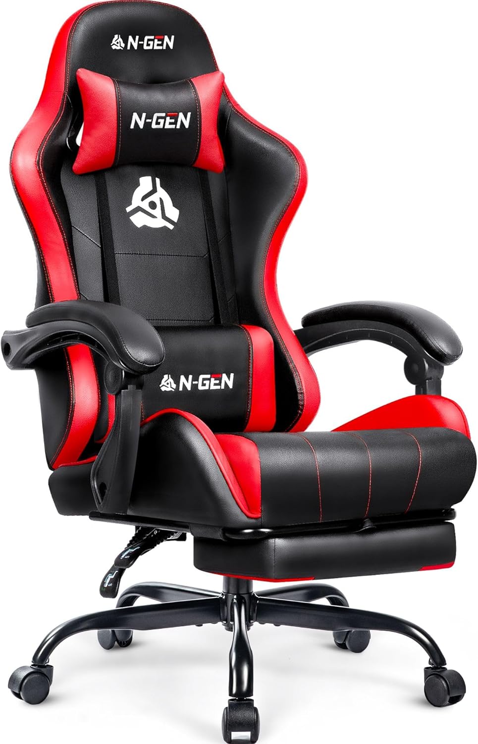 N-GEN Gaming Chair - Ergonomic Video Gaming Chair with Footrest & Lumbar Support | Adjustable High Back in Carbon Black