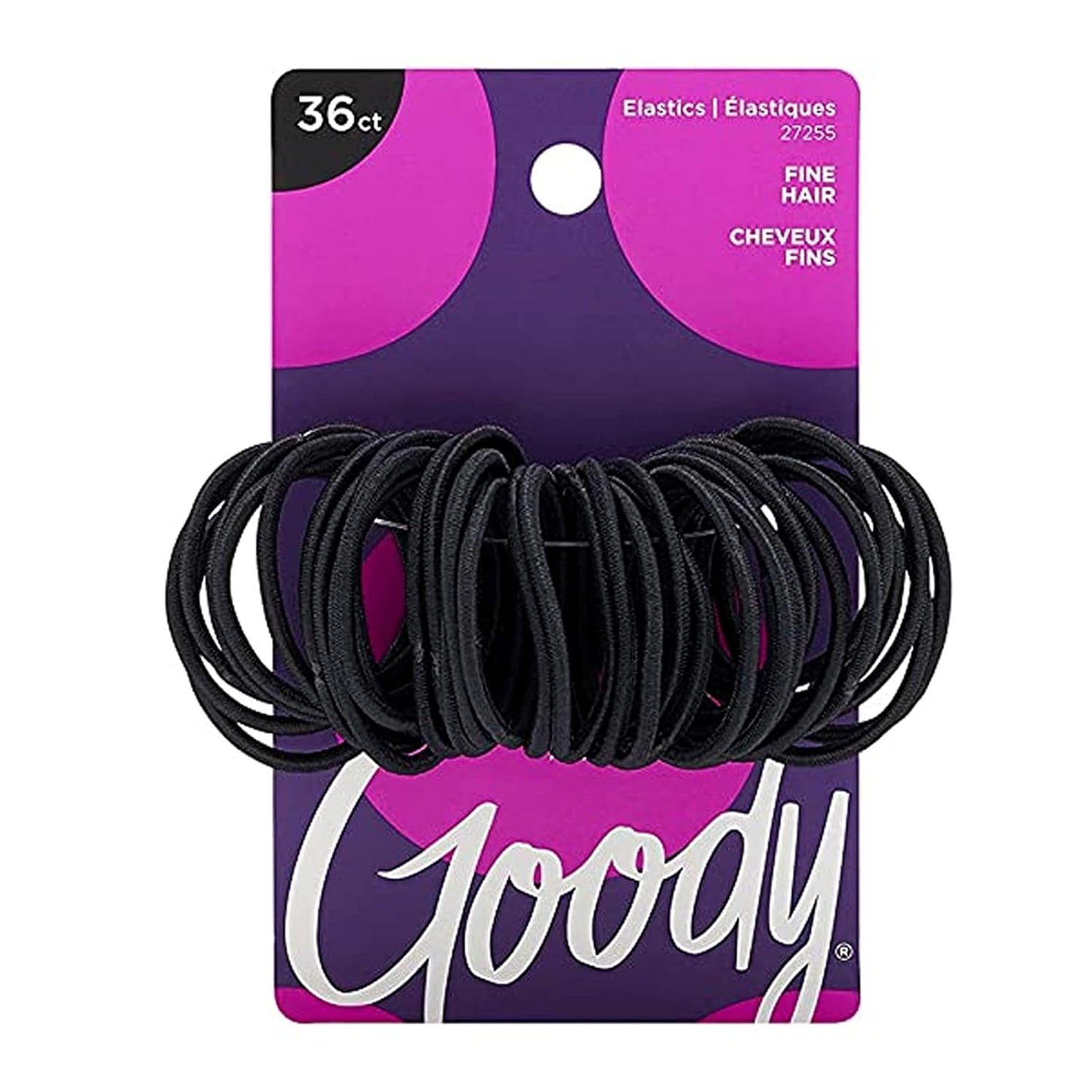 Goody Ouchless Hair Elastics - Soft & Durable Black Hair Ties | 36 Count Pack