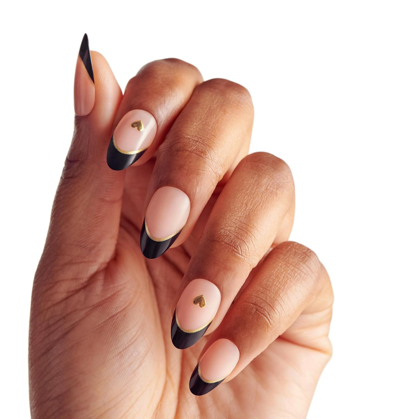Kiss Impress No Glue Mani Press-On Nails - Positive Black Almond Shape | Medium Size, 30 Nails & Accessories