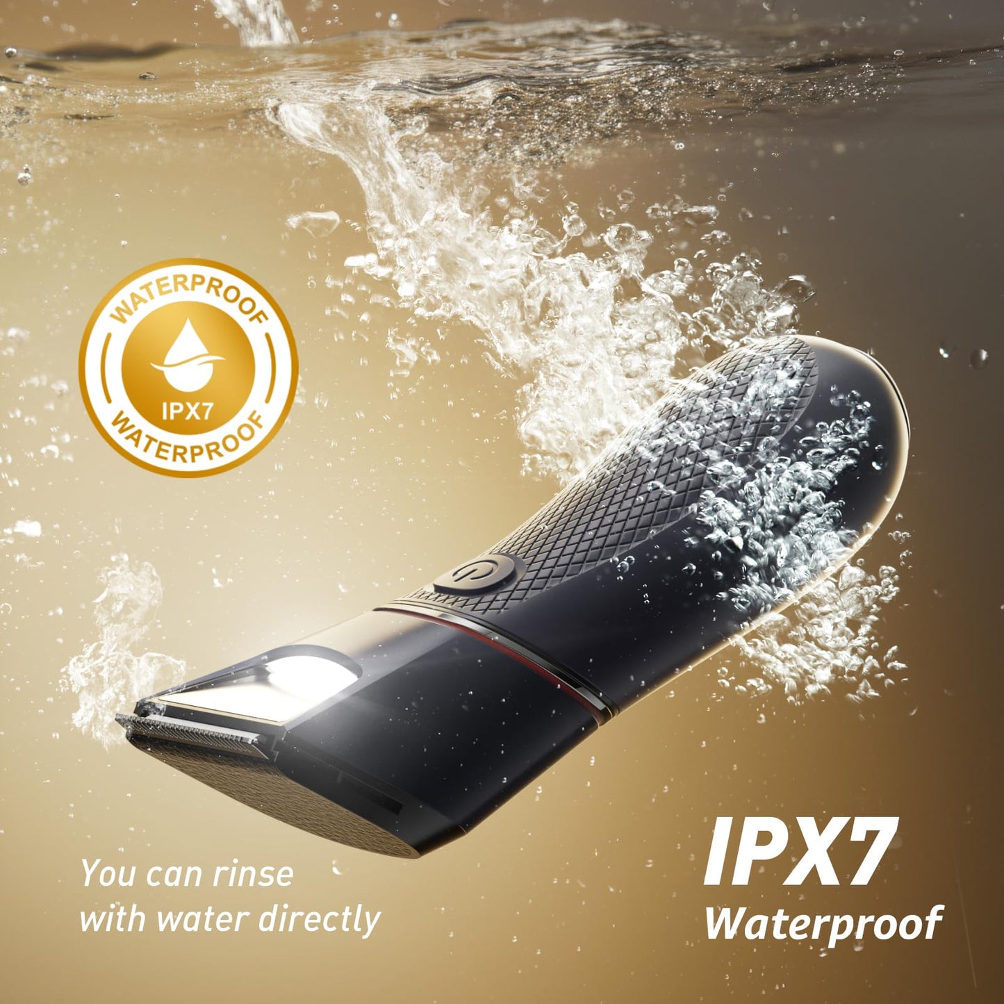 Body Trimmer for Men: Pubic Hair Trimmer with Mirror & LED Light - IPX7 Waterproof Wet or Dry Use for Chest/Back/Groin -Ceramic Blades & Travel Lock - No Nicks/Cuts Ball Shaver