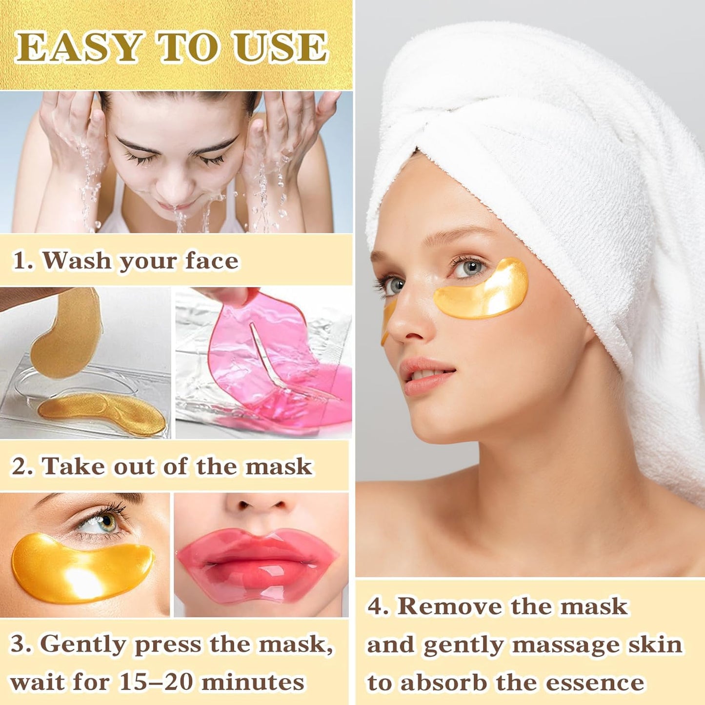 Eakroo 30 Pairs Lip Mask and Eye Mask, Hangover Kit Supplies, Hangover Kit, Hangover Patches, Sleepover Party Supplies for Girls, Sleep Patches for Adults, Hangover Relief, Bridesmaid Proposal Gifts