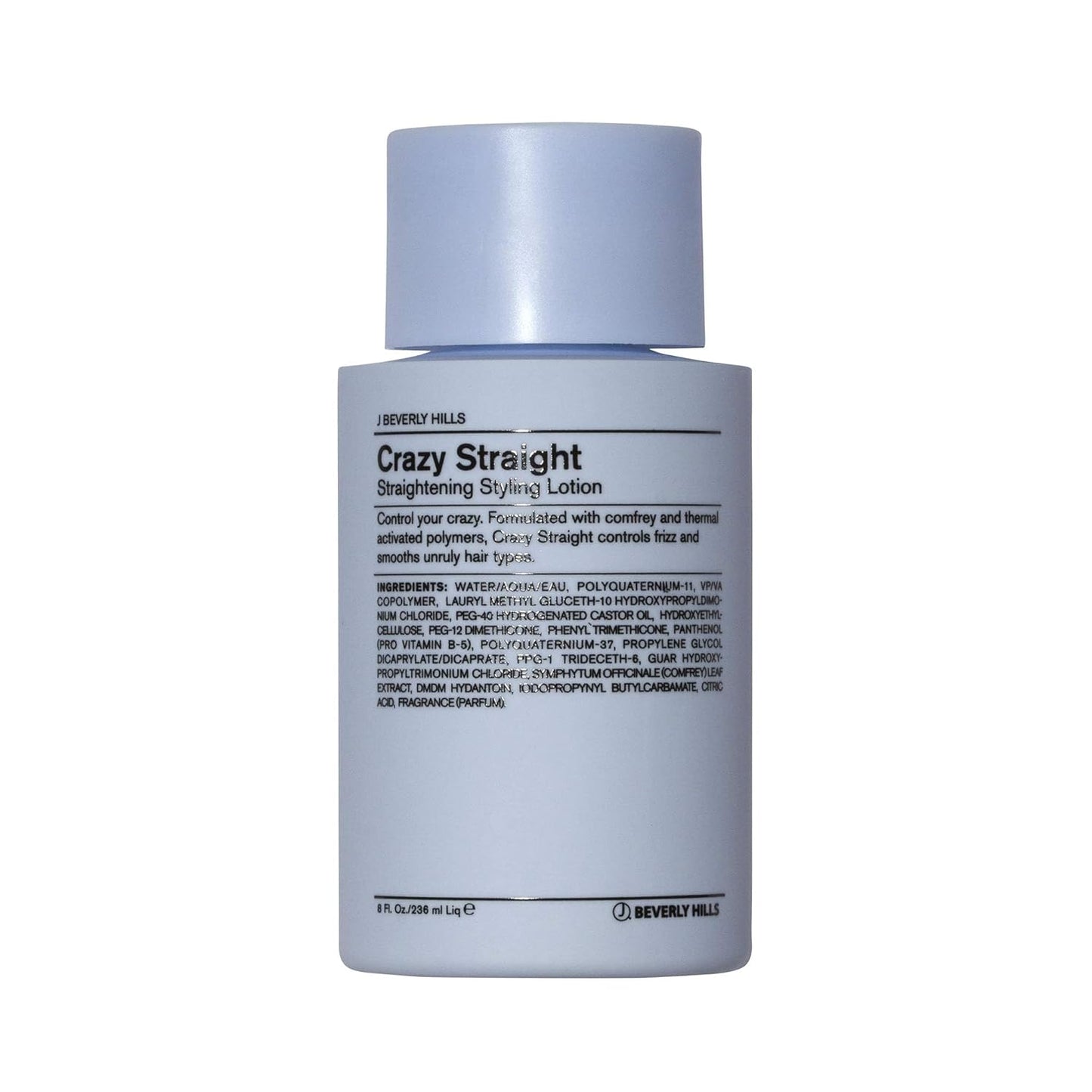 J Beverly Hills Blue Crazy Straight Styling Lotion - Frizz Control with Vitamin B5, 8 Oz