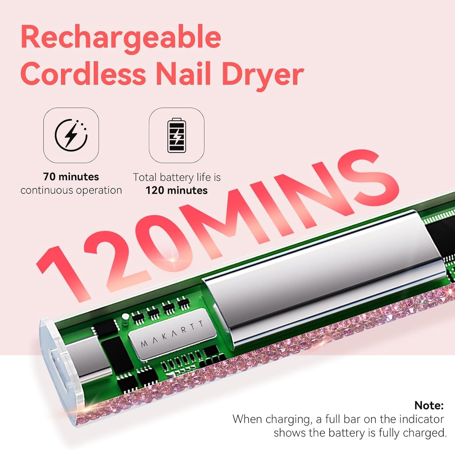 Makartt UV Nail Lamp - Handheld Flash Cure Light with Painless Mode & LCD Display | 800mAh Rechargeable, 3 Timers for Home & Salon Use