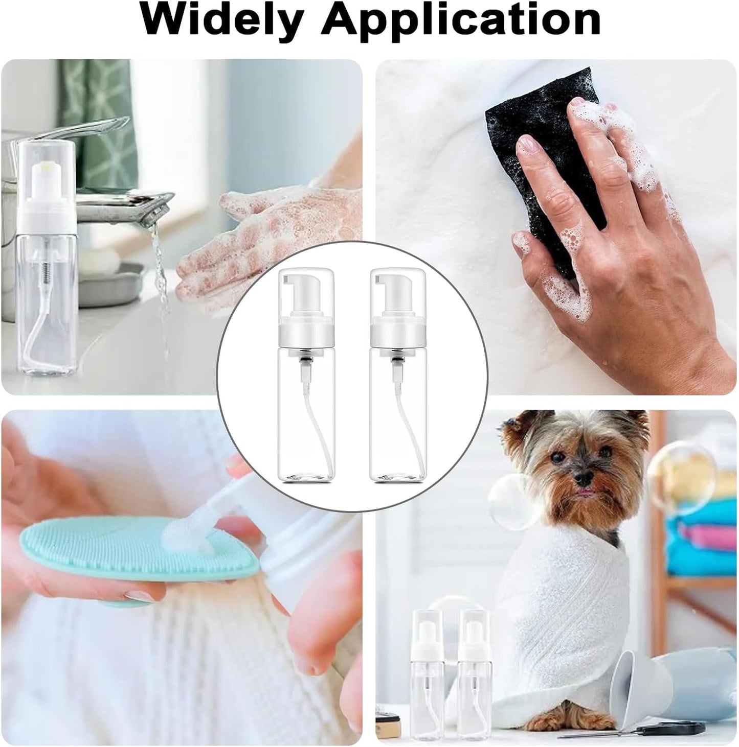 Foam Pump Bottle - 7oz Clear Foaming Soap Dispenser | 2-Pack Travel Spray Bottles for Hand Soap & Toiletries