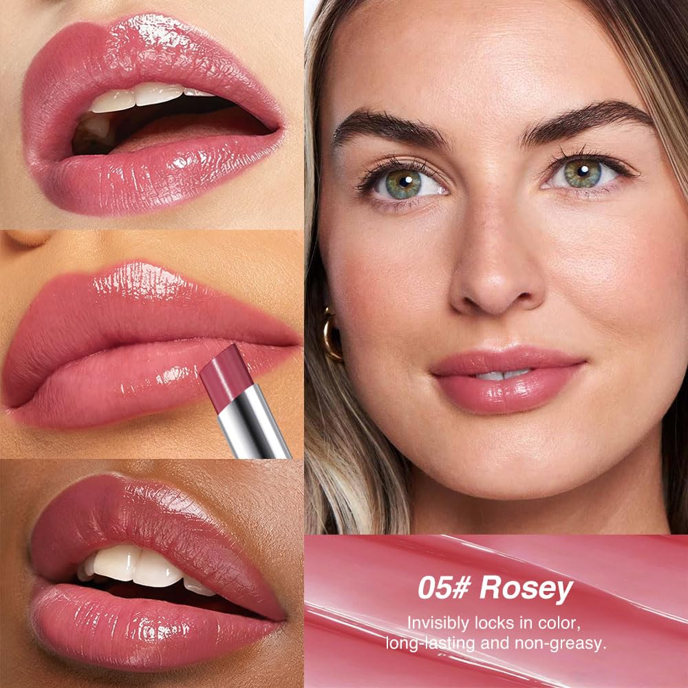 HHLTOH Rose Pink & Girly Pink Honey Tinted Lip Balm for Women, Hydrating Lip Oil Stick Lip Gloss Lipstick for Mature Skin, Sheer Moisturizing Lip Tint Balm with Natural Shine, Vegan & Cruelty-Free