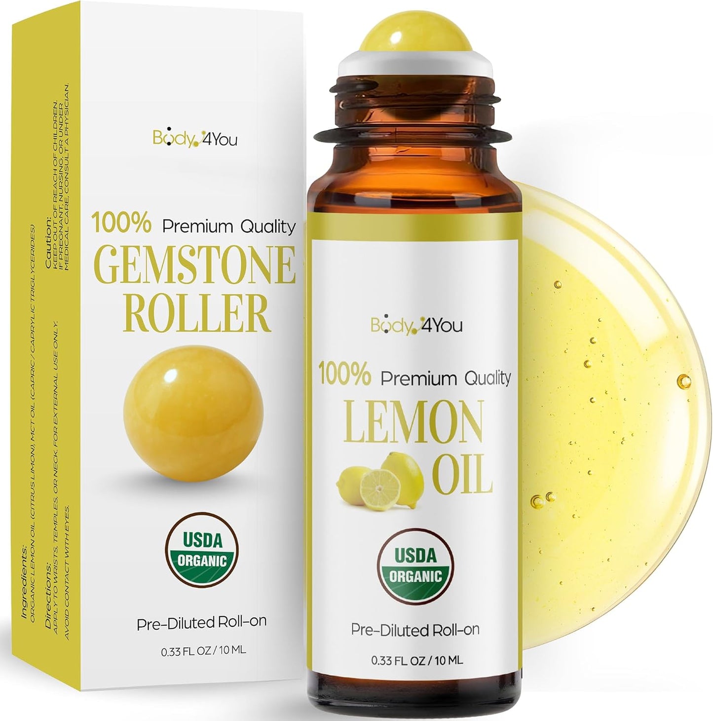 Castor Oil & Frankincense Essential Oil Roll-On | 100% Pure Organic Serum for Dark Circles & Fine Lines - 10ml Travel Size
