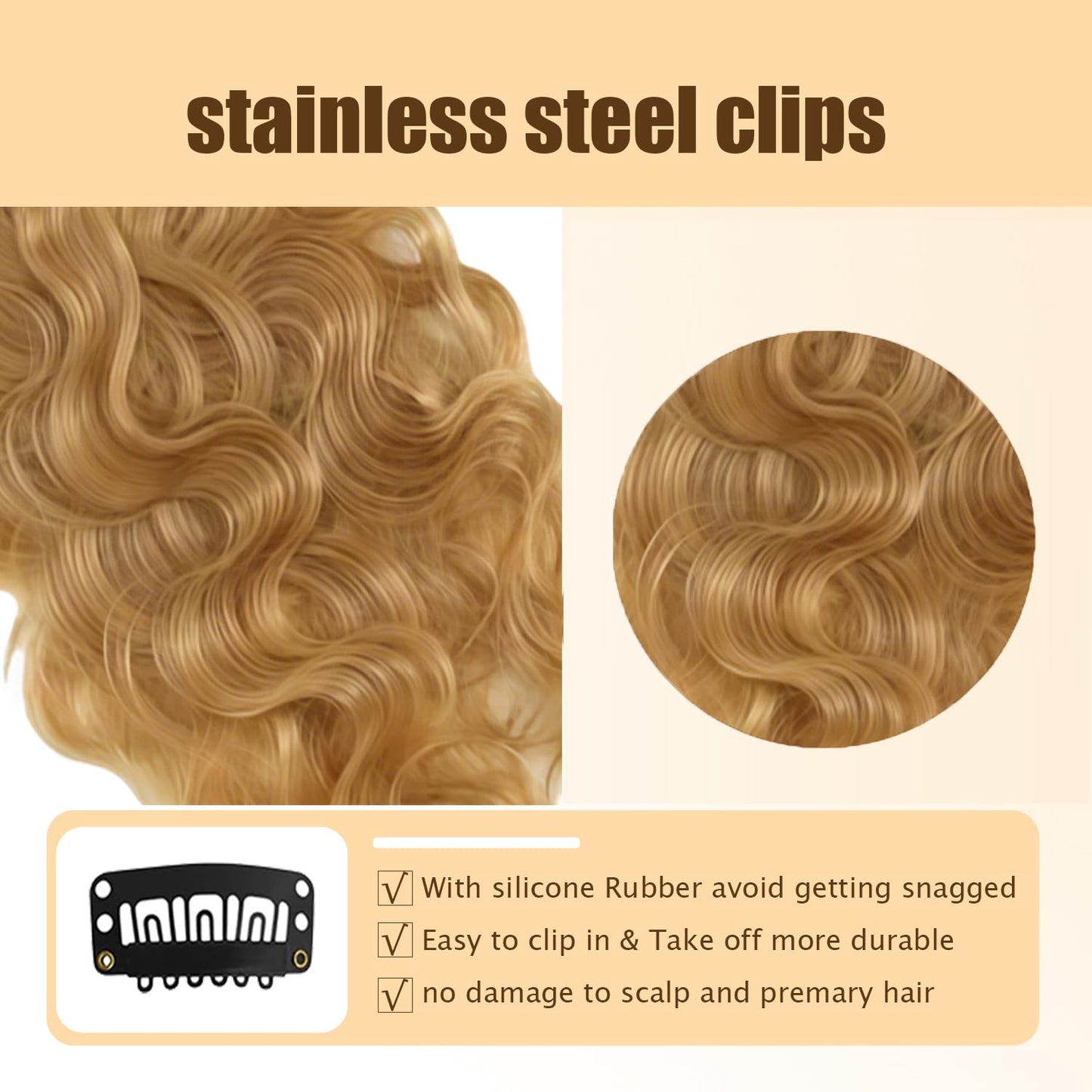 #27 Blonde Clip in Hair Extensions Real Human Hair, 32 Inch 120g/7Pcs,Full Shine Remy Human Hair,Honey Blonde Long Wave Clip ins Brazilian Virgin Human Hair Extensions