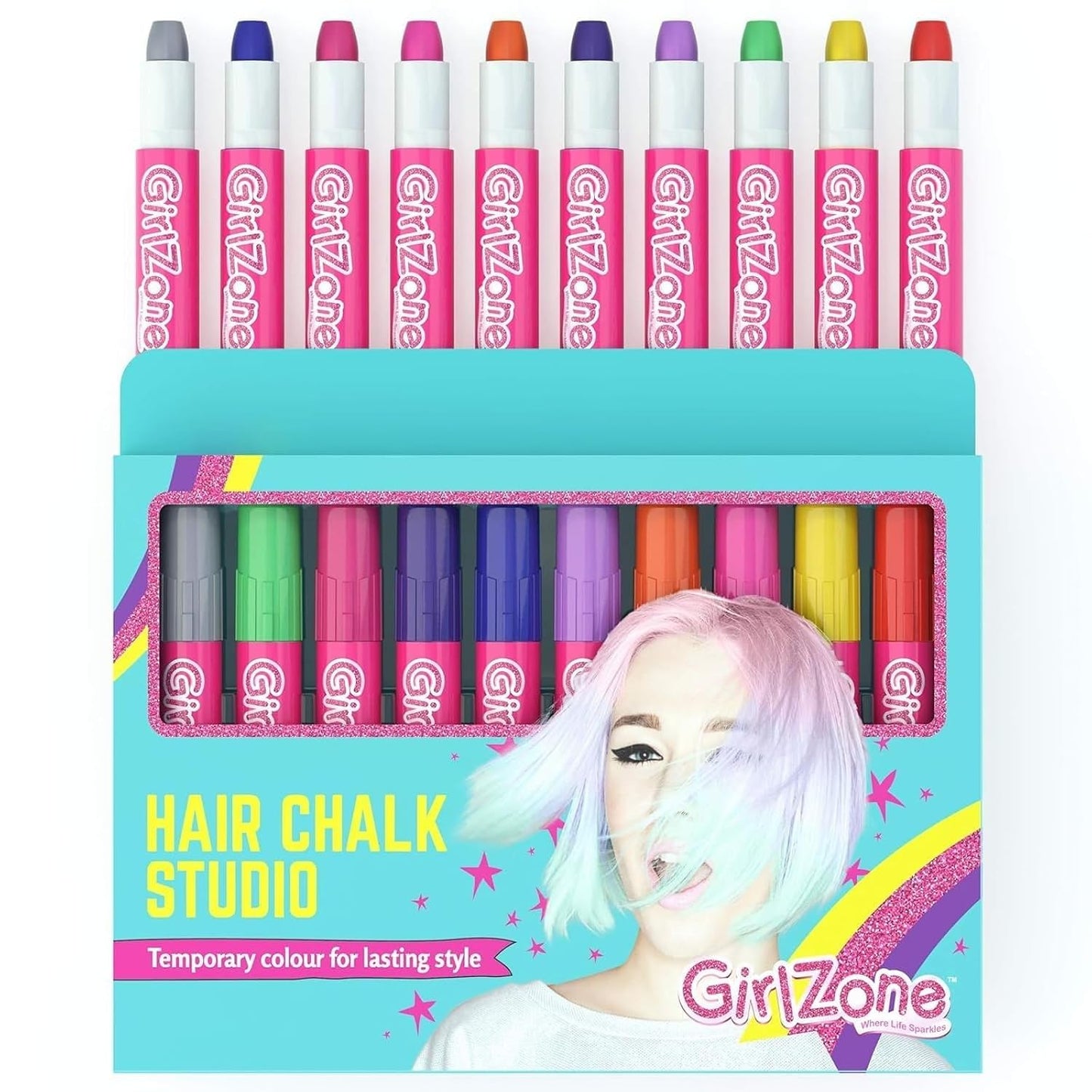 Hair Chalk Set for Kids - 10-Piece Temporary Color Kit | Easy Apply & Remove, Vibrant for Dress Up Parties