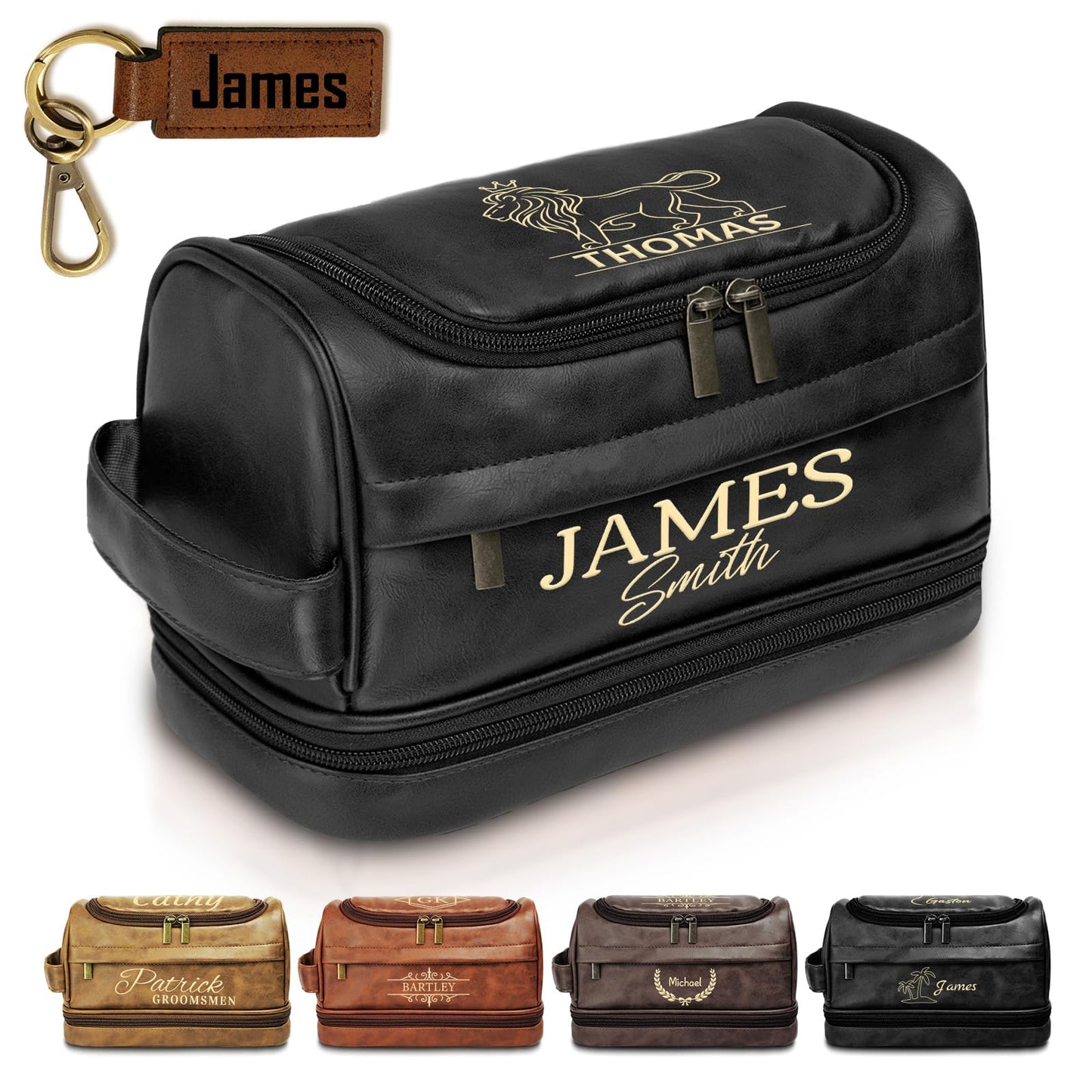 Personalized Toiletry Bag for Men, Graduation Gift for Him, Engraved Leather Custom Travel Shaving Bag, Father Day Gifts for Men, Dad, Father, Son, Boyfriend, Husband, Brother, Birthday, Anniversay