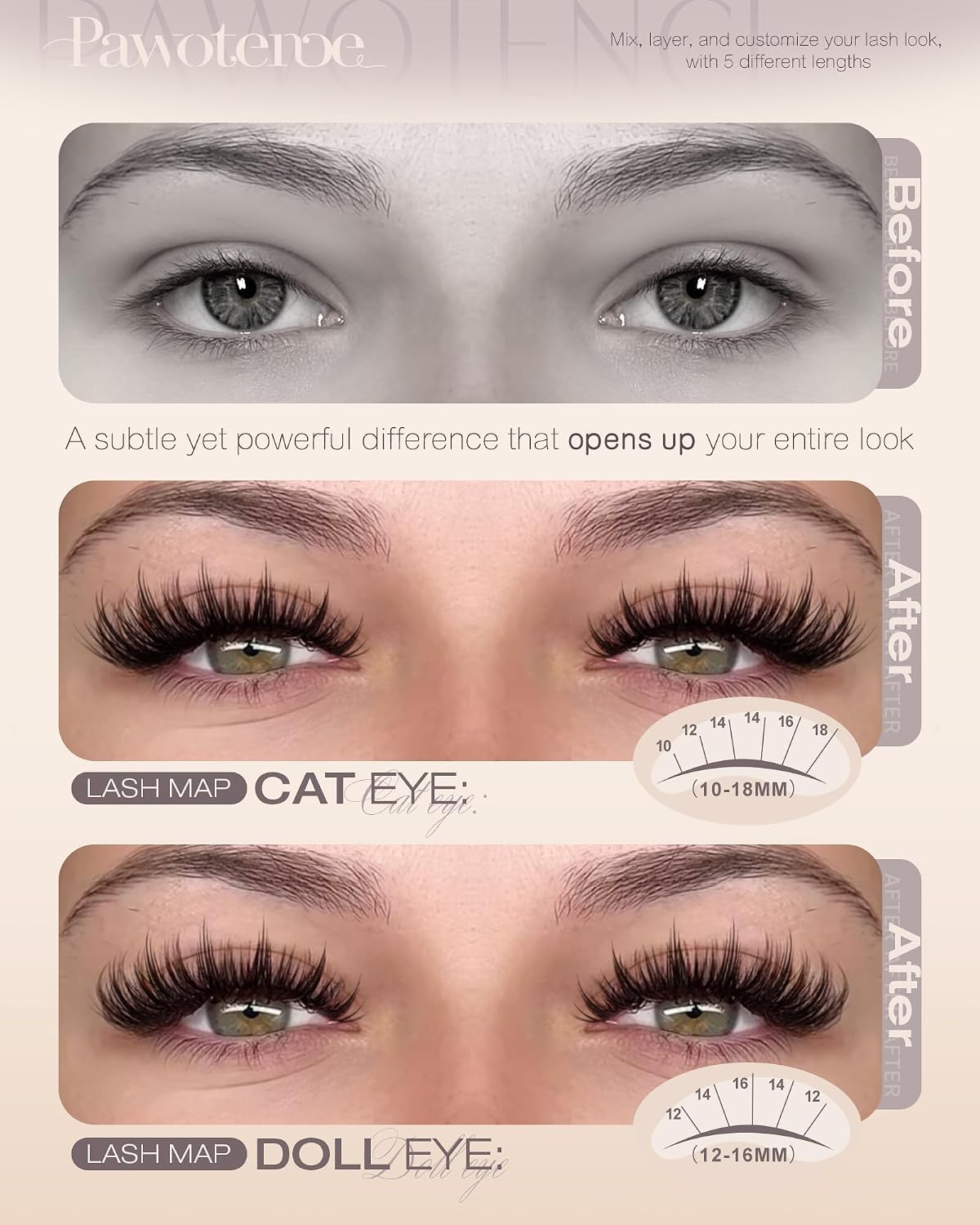 Manga Lash Clusters - 10-18mm Individual Eyelash Extensions | 144pcs Anime False Lashes for DIY Application