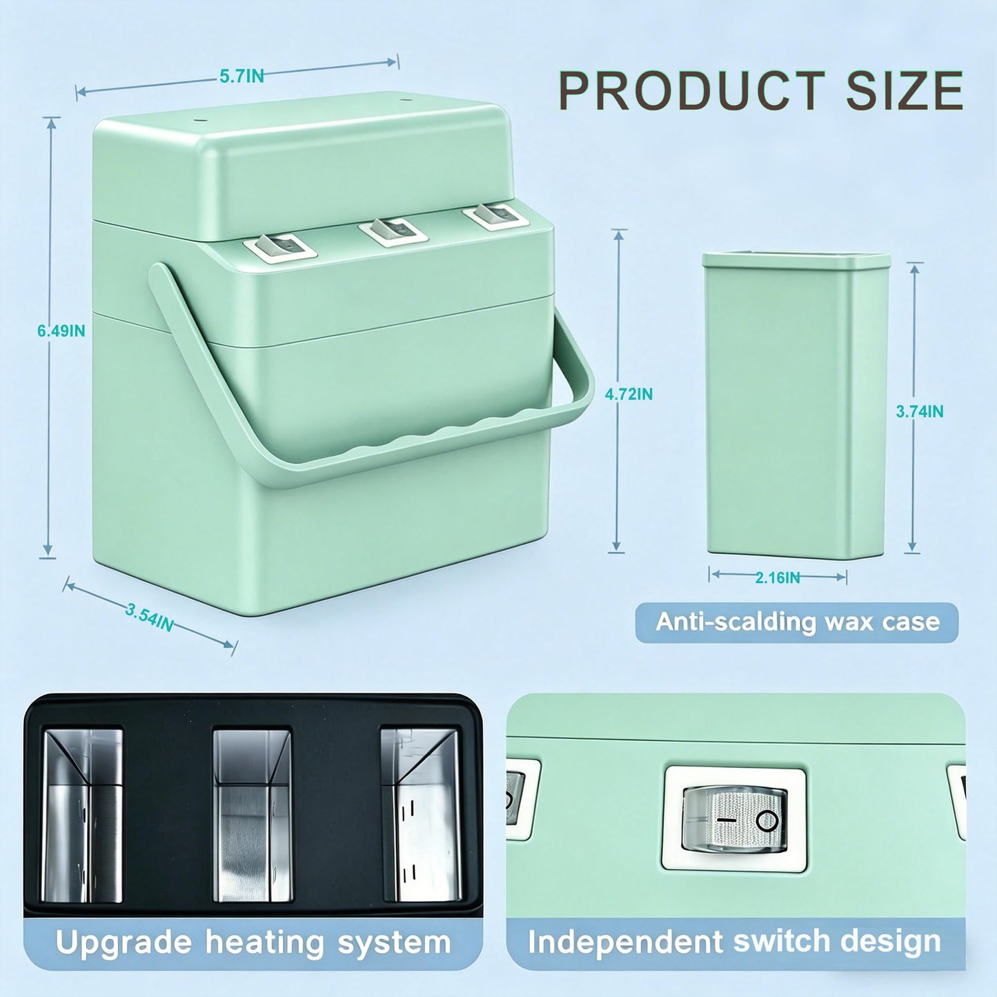 JOJOCOSMO 3 IN 1 Roll On Waxing Kit, Fast Heating Wax Warmer Machine with 3 Honey Wax Roller Refill, Wax Roller Heater Kit for Full Body Hair Removal, Ideal for Home & Salon Use