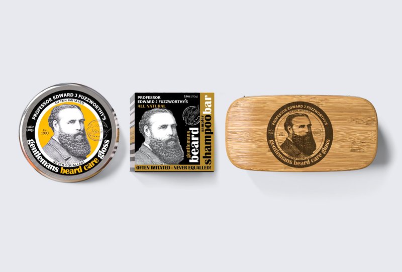 Beard Care Grooming Kit Gift Set | Professor Fuzzworthy Best Beard Shampoo, Conditioner Balm & Boar Bristle Brush | Holiday Gifts for Men | 100% Natural | Organic Essential & Kunzea Oils