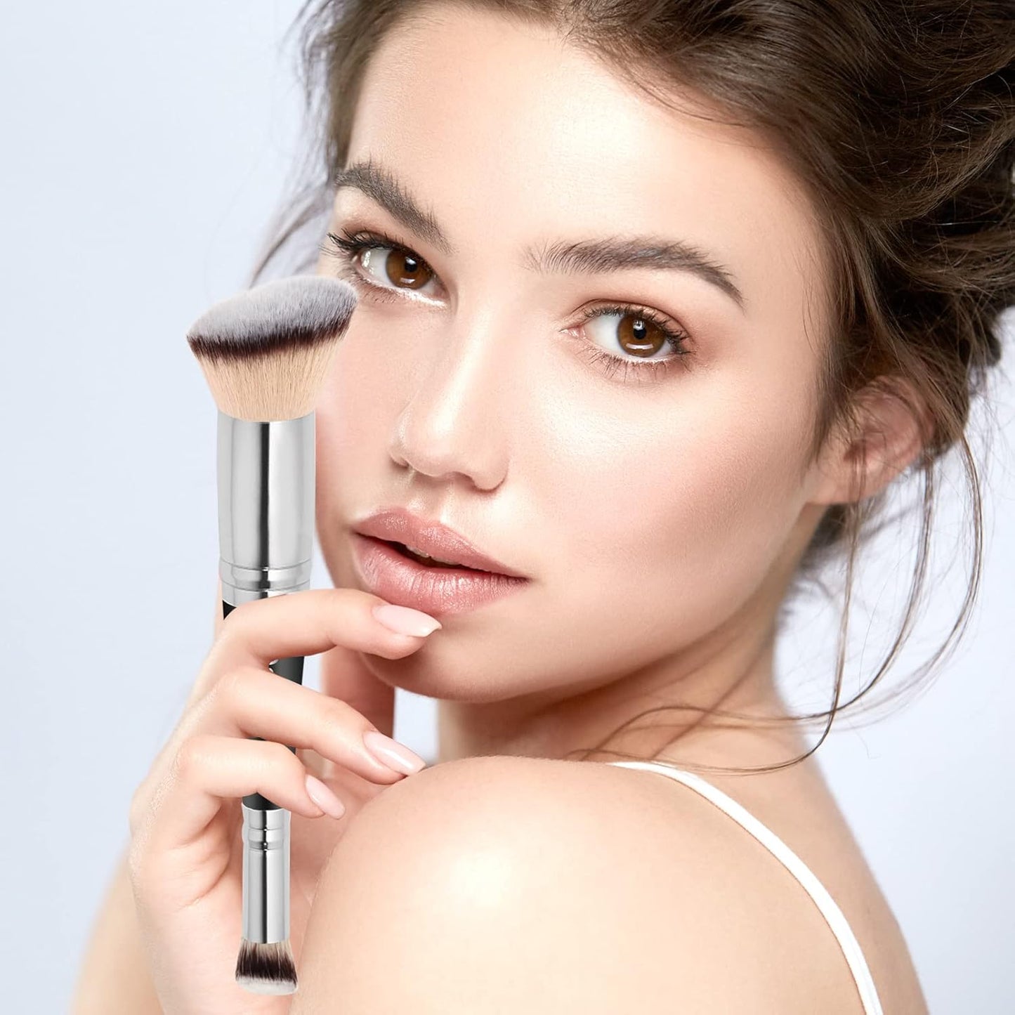 Dual-Ended Foundation & Concealer Makeup Brush - Premium Luxe Tapered Design for Flawless Blending